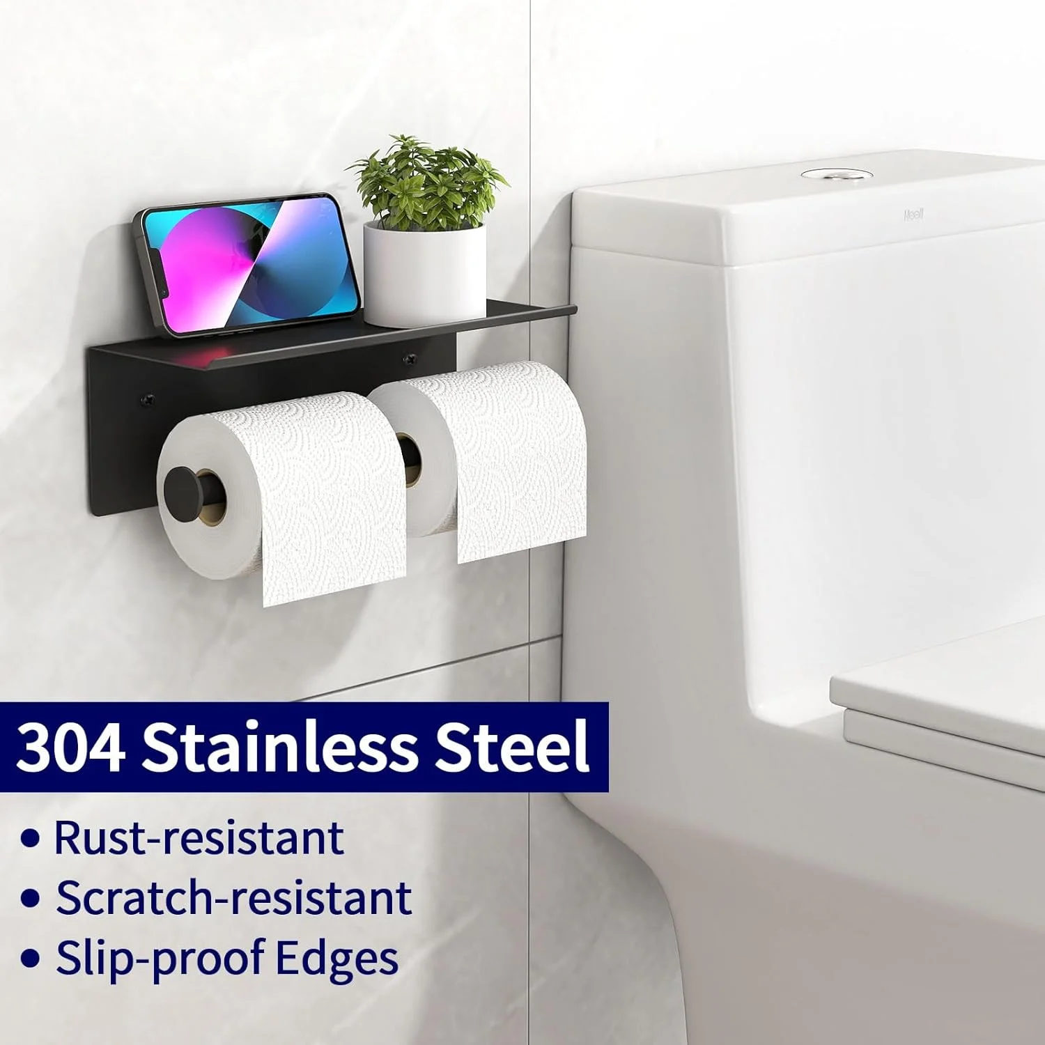 جا دستمال کاغذی یومور، استیل ضد زنگ 304، جا دستمال رولی دو قلو با قفسه، نصب دیواری، جای نگهداری دستمال توالت، جای دستمال مرطوب، روکش نیکل برس خورده (مشکی) جا دستمال کاغذی یومور، استیل ضد زنگ 304، جا دستمال رولی دو قلو با قفسه، نصب دیواری، جای نگهداری دستمال توالت، جای دستمال مرطوب، روکش نیکل برس خورده (مشکی)