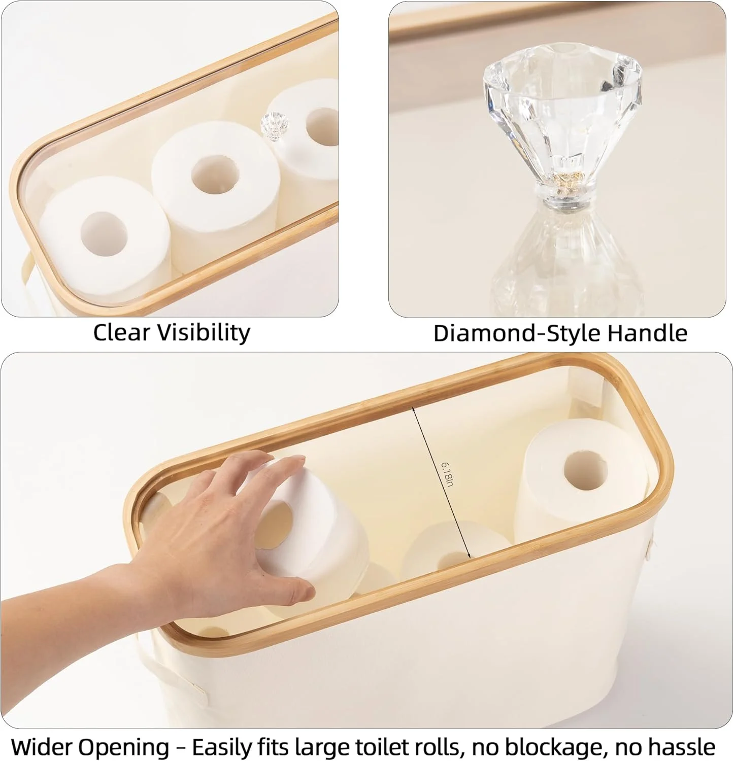 سبد ذخیره سازی دستمال توالت ZAZROOM - سازمان دهنده دستمال توالت با درب شفاف، نگهدارنده دستمال توالت حمام برای حداکثر 9 رول بزرگ، ایستاده و تاشو سبد ذخیره سازی دستمال توالت ZAZROOM - سازمان دهنده دستمال توالت با درب شفاف، نگهدارنده دستمال توالت حمام برای حداکثر 9 رول بزرگ، ایستاده و تاشو