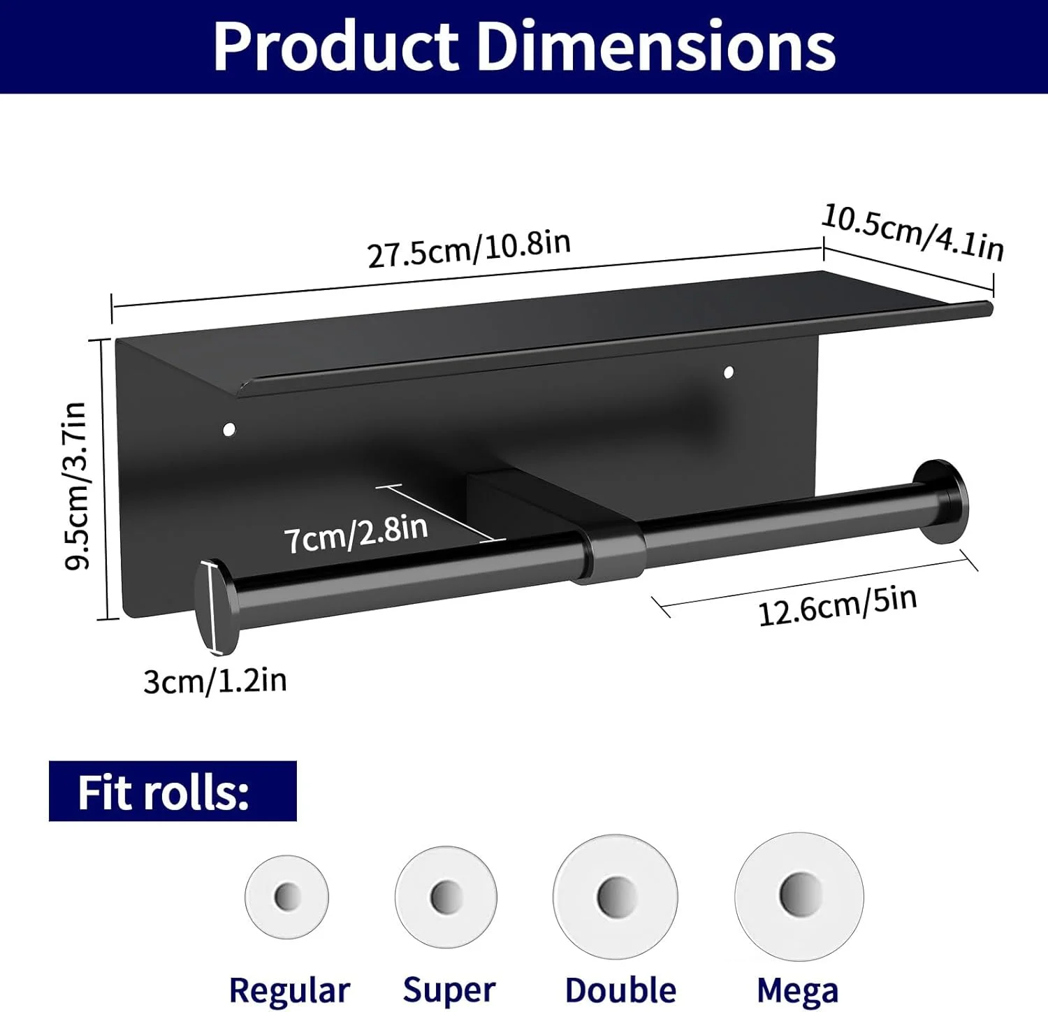 جا دستمال کاغذی یومور، استیل ضد زنگ 304، جا دستمال رولی دو قلو با قفسه، نصب دیواری، جای نگهداری دستمال توالت، جای دستمال مرطوب، روکش نیکل برس خورده (مشکی) جا دستمال کاغذی یومور، استیل ضد زنگ 304، جا دستمال رولی دو قلو با قفسه، نصب دیواری، جای نگهداری دستمال توالت، جای دستمال مرطوب، روکش نیکل برس خورده (مشکی)