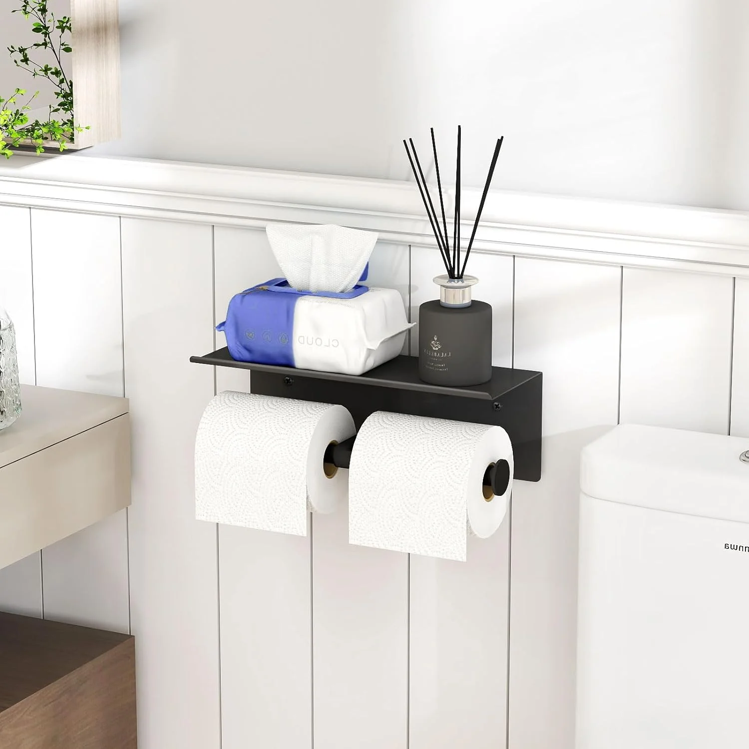 جا دستمال کاغذی یومور، استیل ضد زنگ 304، جا دستمال رولی دو قلو با قفسه، نصب دیواری، جای نگهداری دستمال توالت، جای دستمال مرطوب، روکش نیکل برس خورده (مشکی) جا دستمال کاغذی یومور، استیل ضد زنگ 304، جا دستمال رولی دو قلو با قفسه، نصب دیواری، جای نگهداری دستمال توالت، جای دستمال مرطوب، روکش نیکل برس خورده (مشکی)