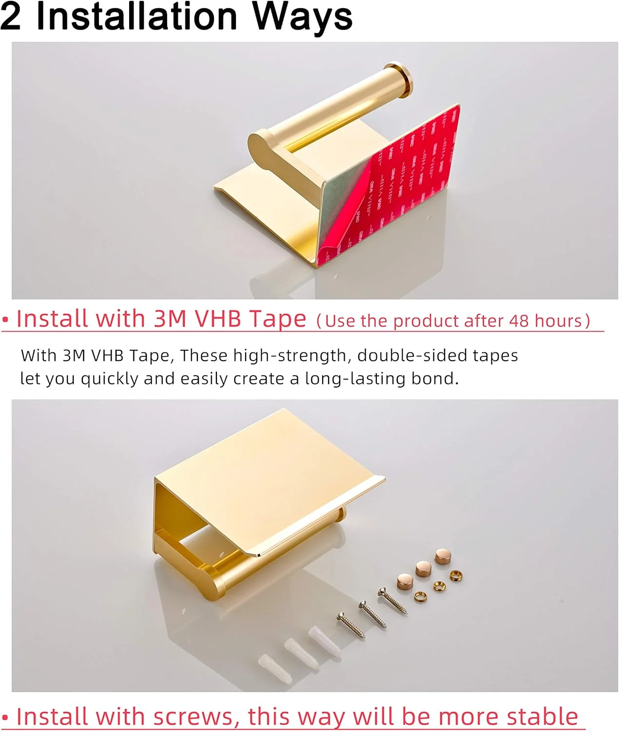 جا دستمال توالت YOUGRIDDA، نگهدارنده دستمال کاغذی دیواری با قفسه ذخیره سازی، چسب خودکار 3M، آلومینیومی (طلایی) جا دستمال توالت YOUGRIDDA، نگهدارنده دستمال کاغذی دیواری با قفسه ذخیره سازی، چسب خودکار 3M، آلومینیومی (طلایی)