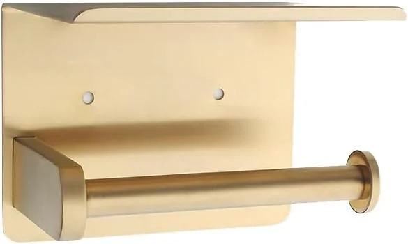 جا دستمال کاغذی توالت بدون نیاز به سوراخکاری [YNOBUN] - نگهدارنده دستمال کاغذی خود چسب - نگهدارنده دستمال کاغذی توالت با جای موبایل - نگهدارنده دستمال کاغذی دیواری برای حمام - طلایی استیل 304