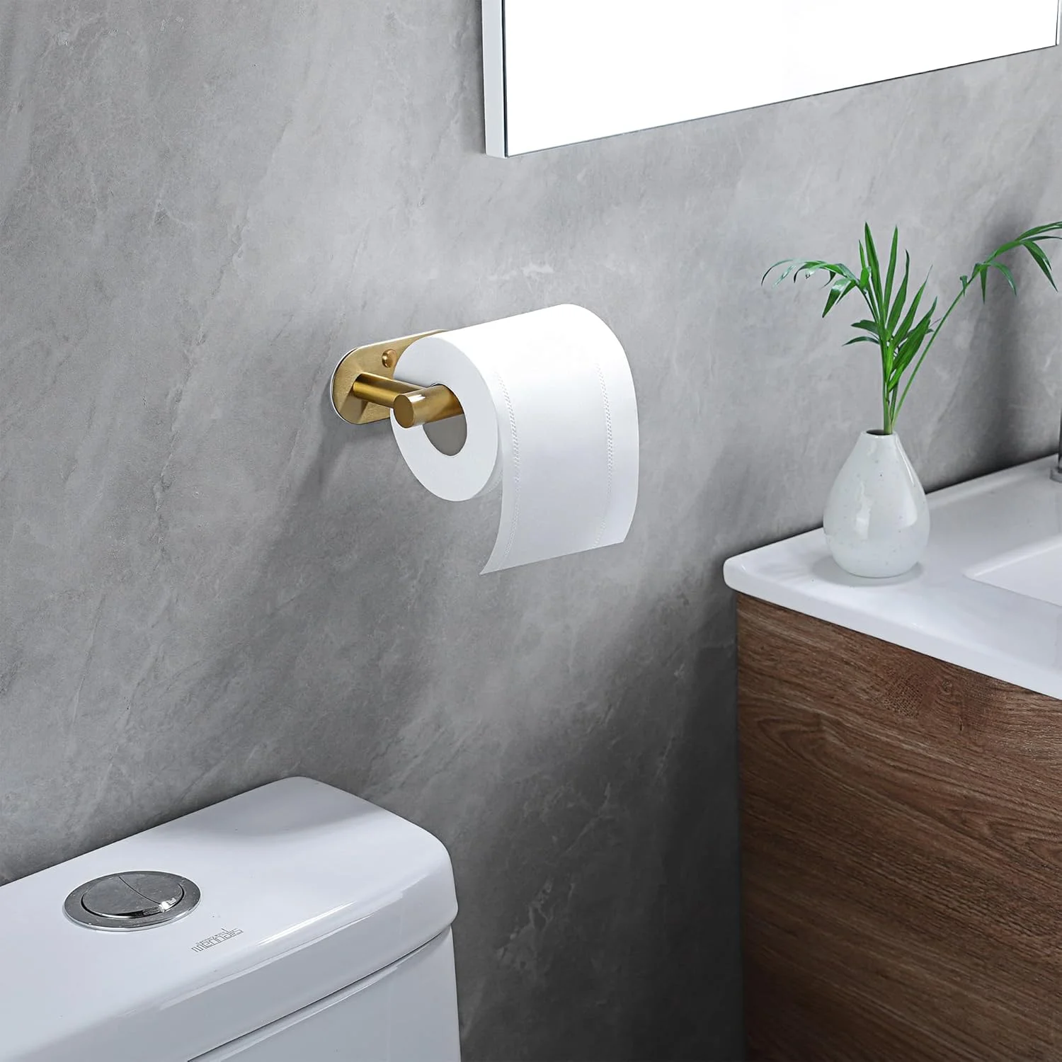 نگهدارنده چسبی دستمال توالت YIGII، نگهدارنده دستمال کاغذی حمام - نگهدارنده رول توالت برنجی برس خورده، نصب آسان روی دیوار برای حمام، فولاد ضد زنگ SUS 304