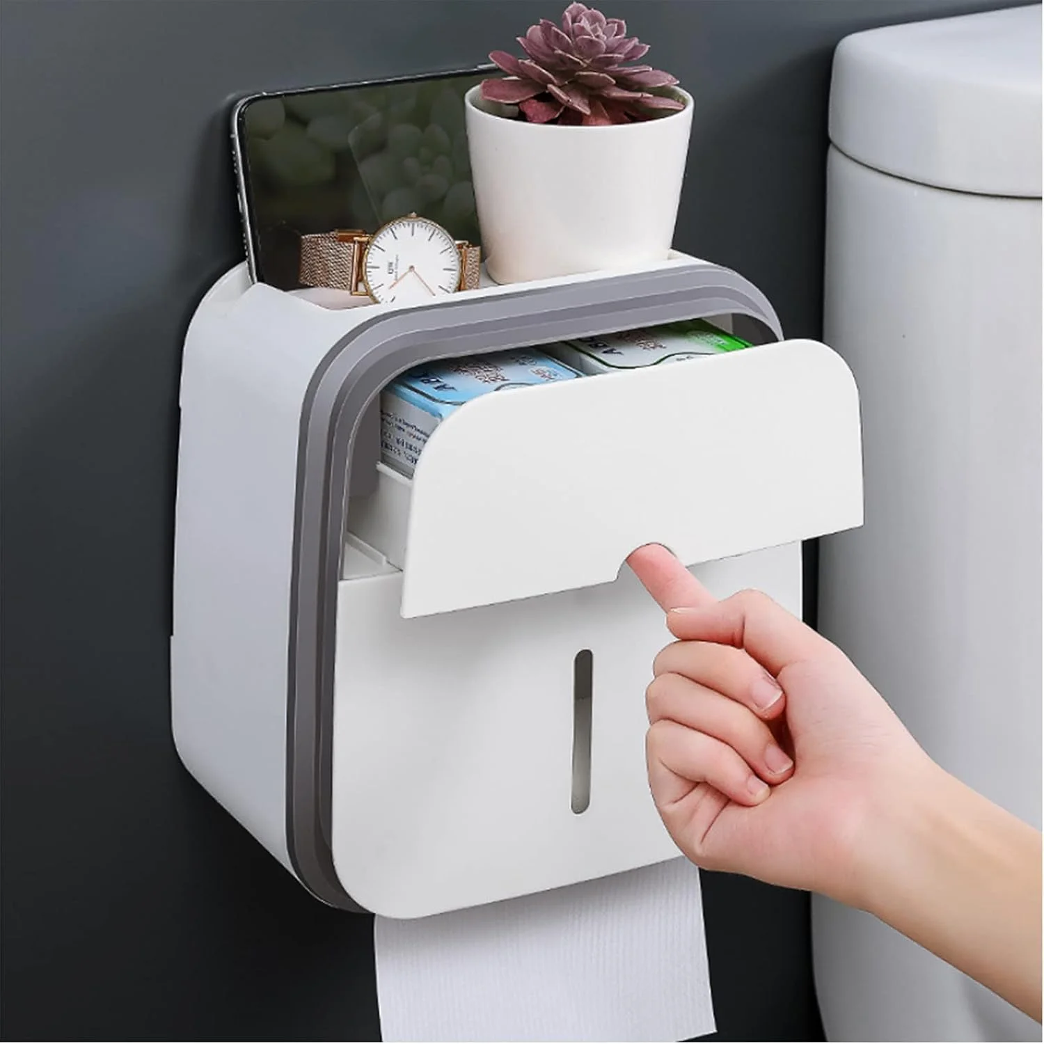 جا دستمال کاغذی چسبی یوسن، نصب دیواری چند منظوره، نگهدارنده دستمال توالت، سازمان دهنده توالت (خاکستری) جا دستمال کاغذی چسبی یوسن، نصب دیواری چند منظوره، نگهدارنده دستمال توالت، سازمان دهنده توالت (خاکستری)