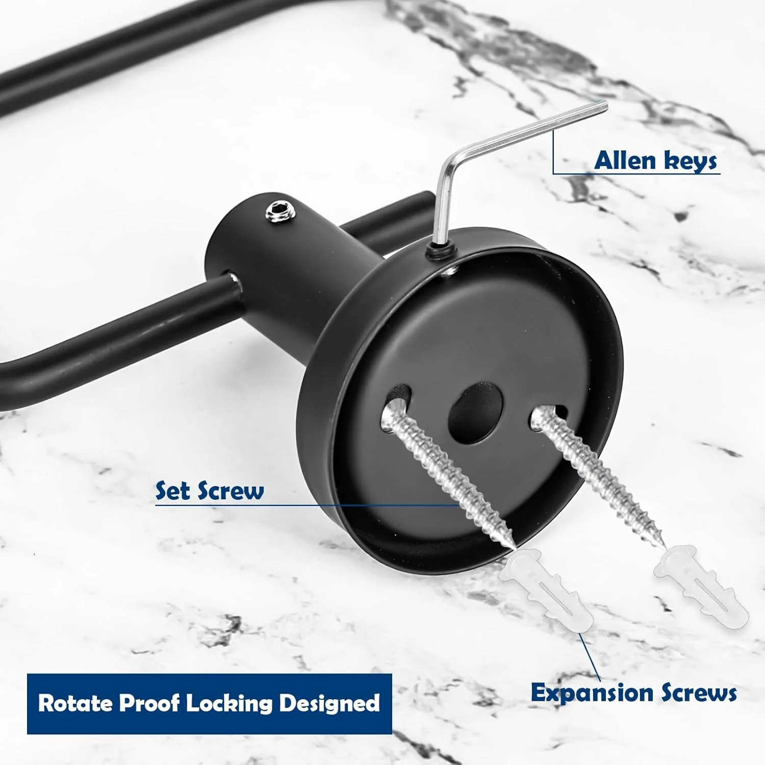 جای دستمال توالت مشکی YHNDECO، استیل ضد زنگ SUS304، ضد آب و ضد چرخش، مناسب برای نصب دیواری در حمام و آشپزخانه (بدون چسب خودکار)