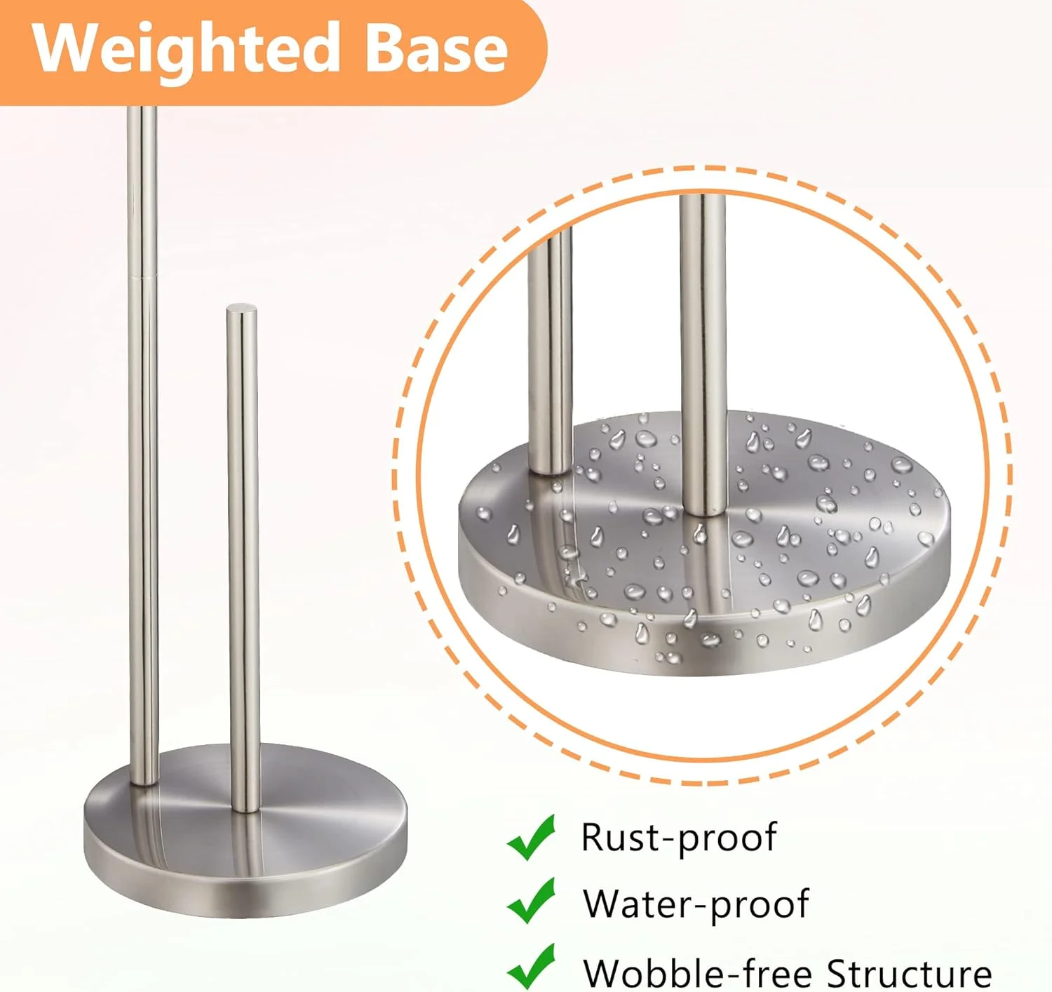 جا دستمال کاغذی ایستاده YOFOVI با محفظه ذخیره، نگهدارنده رول دستمال توالت، استیل ضد زنگ، نیکل برس خورده، DECULTTR