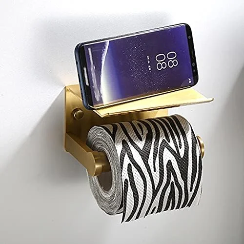 جا دستمال توالت YOUGRIDDA، نگهدارنده دستمال کاغذی دیواری با قفسه ذخیره سازی، چسب خودکار 3M، آلومینیومی (طلایی) جا دستمال توالت YOUGRIDDA، نگهدارنده دستمال کاغذی دیواری با قفسه ذخیره سازی، چسب خودکار 3M، آلومینیومی (طلایی)