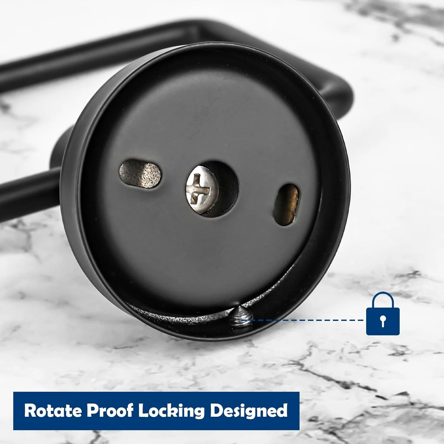 جای دستمال توالت مشکی YHNDECO، استیل ضد زنگ SUS304، ضد آب و ضد چرخش، مناسب برای نصب دیواری در حمام و آشپزخانه (بدون چسب خودکار)