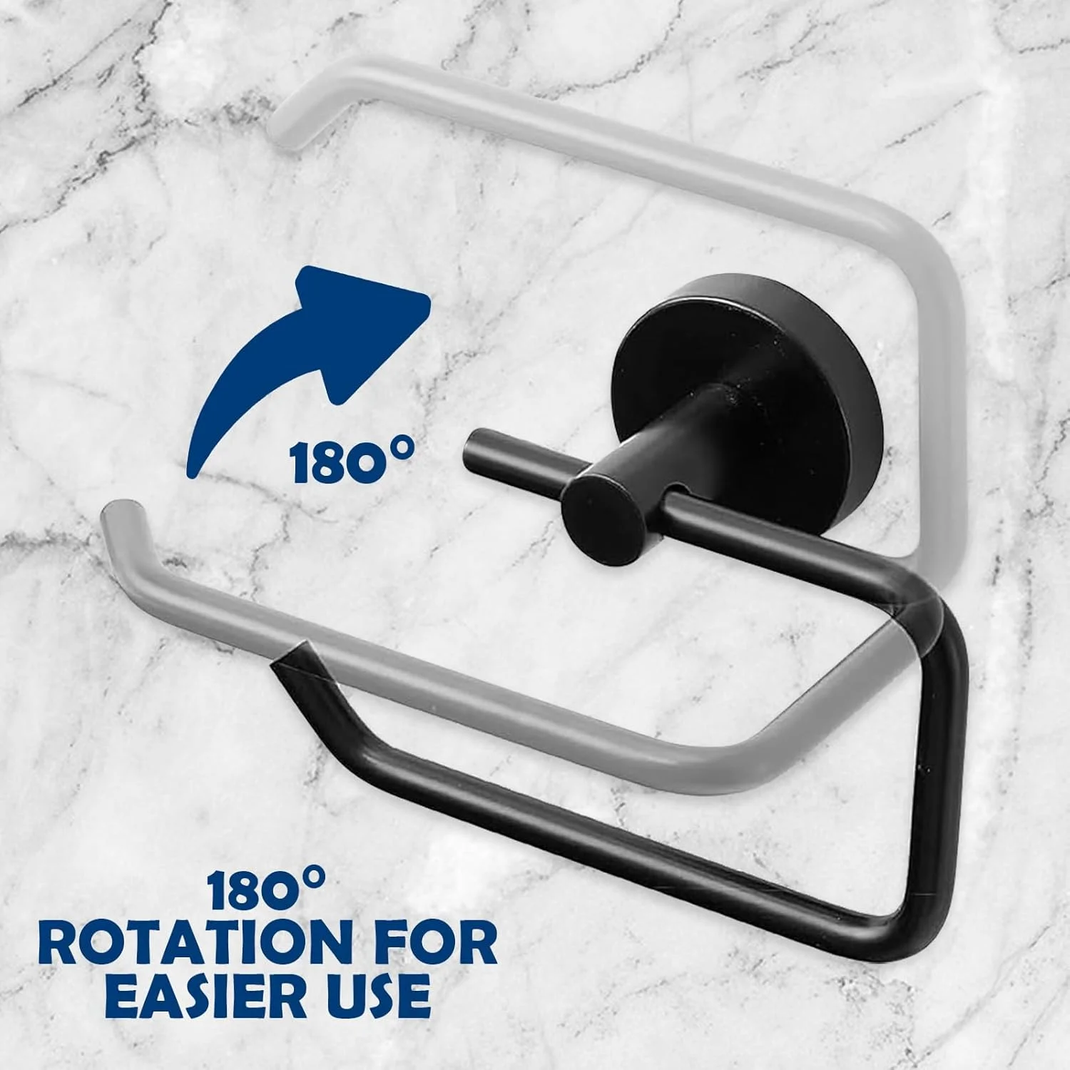 جای دستمال توالت مشکی YHNDECO، استیل ضد زنگ SUS304، ضد آب و ضد چرخش، مناسب برای نصب دیواری در حمام و آشپزخانه (بدون چسب خودکار)