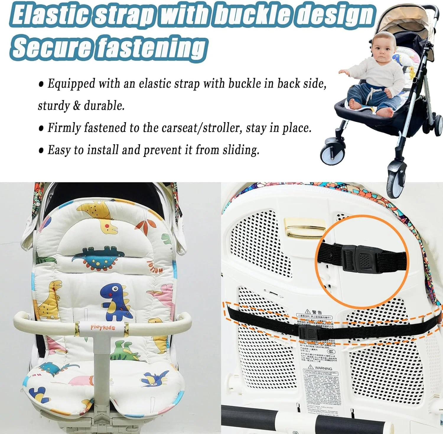 بالشتک محافظ سر و بدن نوزاد KASTWAVE، کوسن جهانی کالسکه کودک، آستر صندلی کالسکه فوق العاده نرم، کوسن راحت طرح دایناسور برای صندلی ماشین، صندلی غذاخوری، تاب