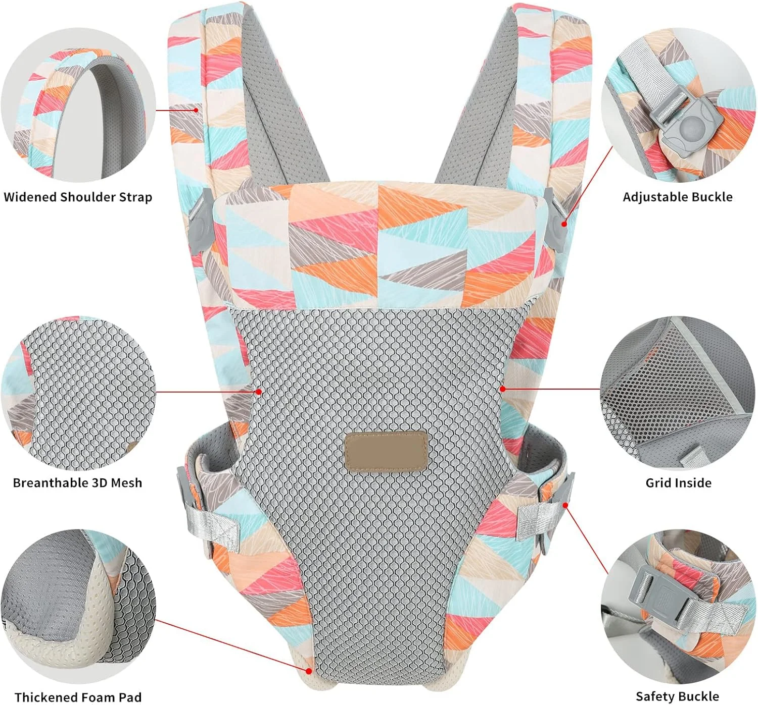 آغوشی نوزاد KASTWAVE، آغوشی قابل تنظیم برای نوزاد تا کودک نوپا با پشتیبانی کمری (3.1-20.4 کیلوگرم)، آغوشی توری سه بعدی و تنفسی برای نوزاد و کودک