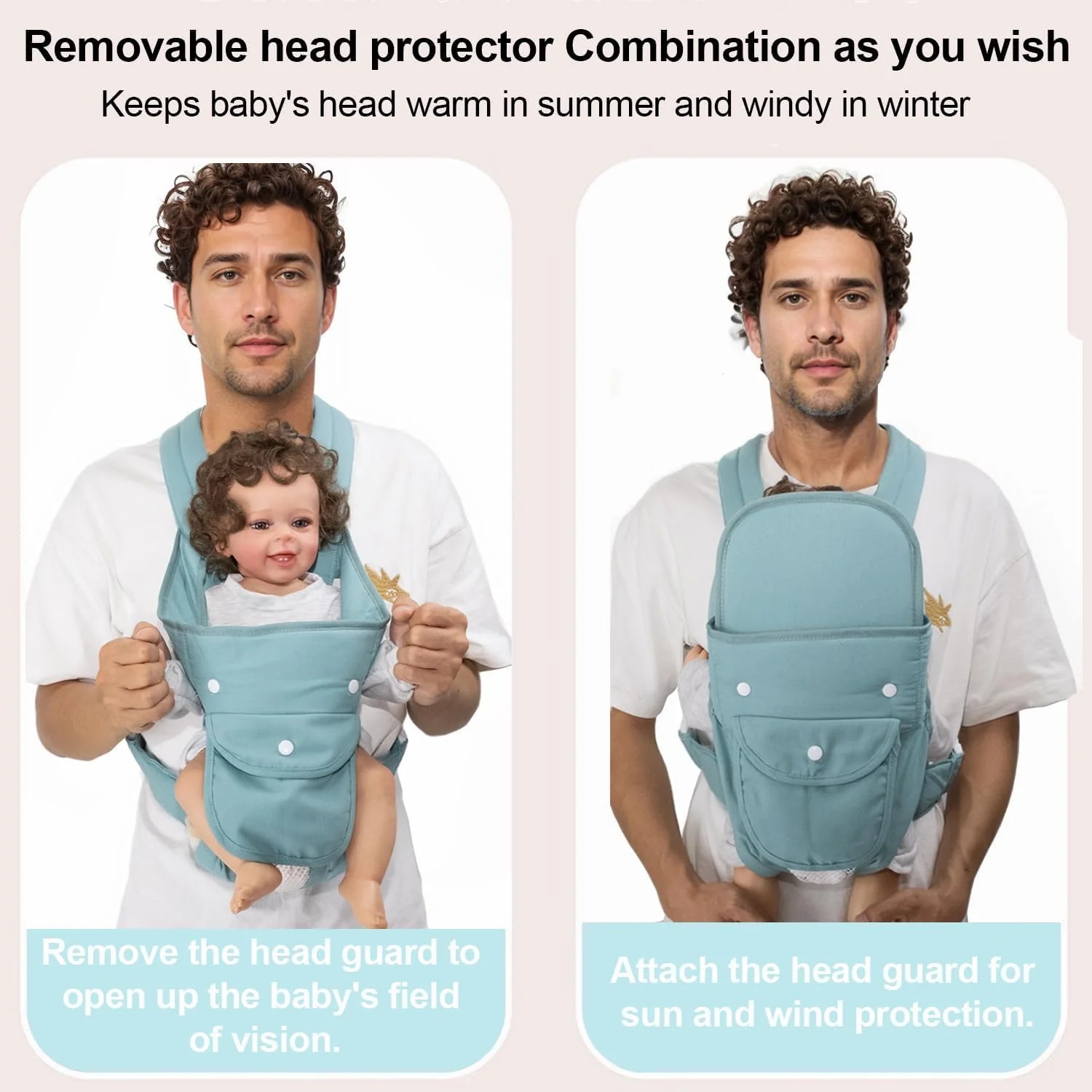 آغوشی کودک KASTWAVE، آغوشی 360 درجه با قابلیت قرارگیری در تمام حالات، آغوشی 4 در 1 تبدیل‌شونده، نگهدارنده قابل تنظیم، حمل کوله‌پشتی قابل تبدیل قابل حمل در جلو و پشت، برای نوزادان و کودکان نوپا 3 تا 20 کیلوگرم (سبز)