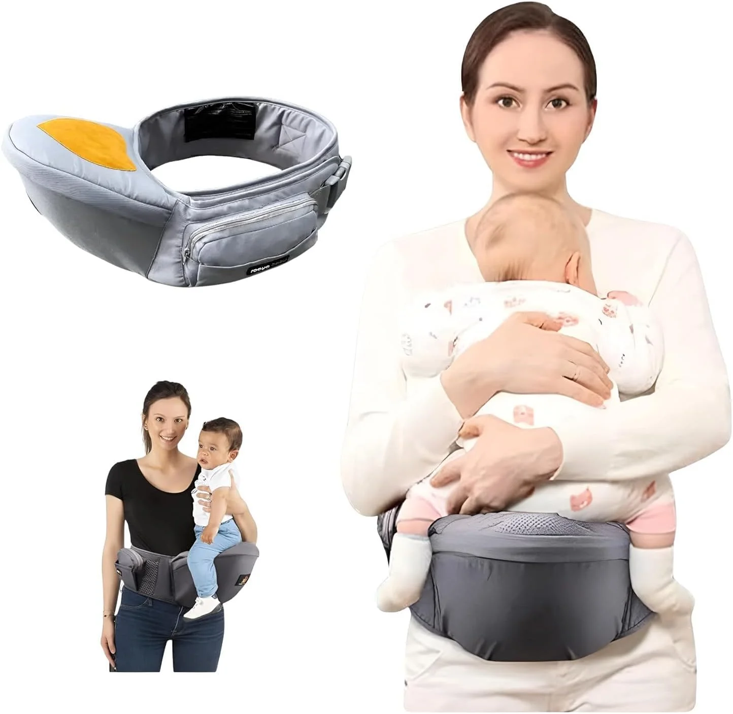 آغوشی نوزاد KASTWAVE با صندلی نشیمن 6 در 1، آغوشی کمری نوزاد، آغوشی نوزاد با صندلی نشیمن و بند، آغوشی کودک نوپا، لوازم ضروری نوزاد، آغوشی پارچه ای نوزاد