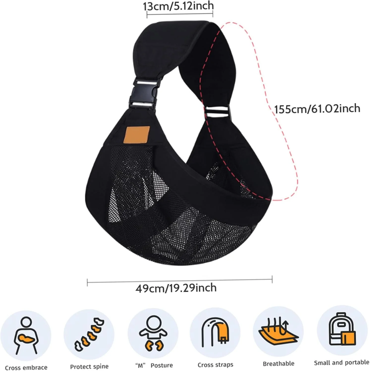 آغوشی نوزاد KASTWAVE، آغوشی نوزاد از بدو تولد، آغوشی قابل تنظیم با نشیمنگاه نرم و تنفسی با بند پهن برای نوزاد و کودک نوپا