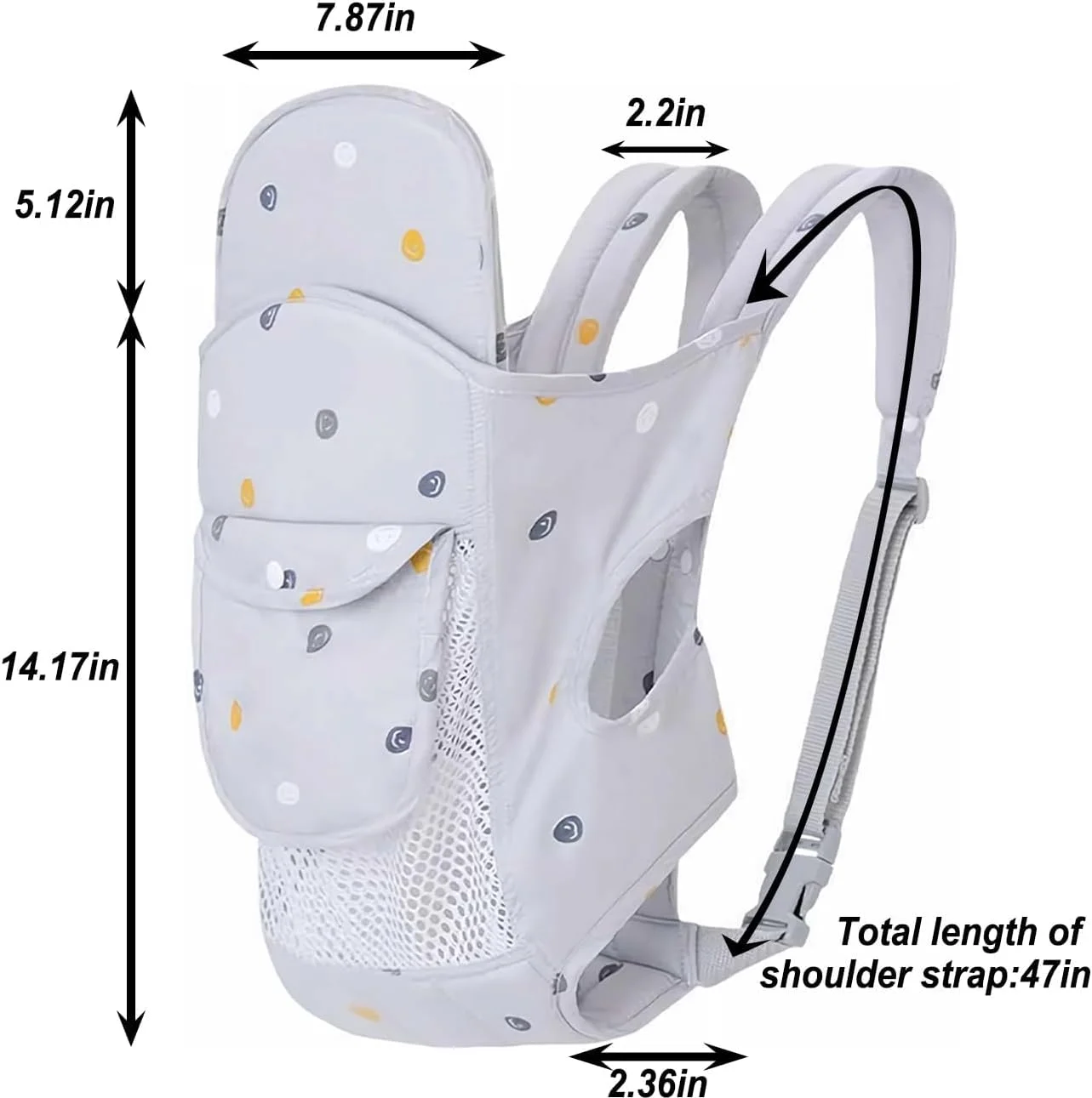 آغوشی نوزاد 4 در 1 مناسب نوزاد تا نوپا، آغوشی نرم برای نوزاد، بند شانه توری و قابل تنفس، آغوشی برای دختر و پسر 3.6 تا 20 کیلوگرم (خاکستری)