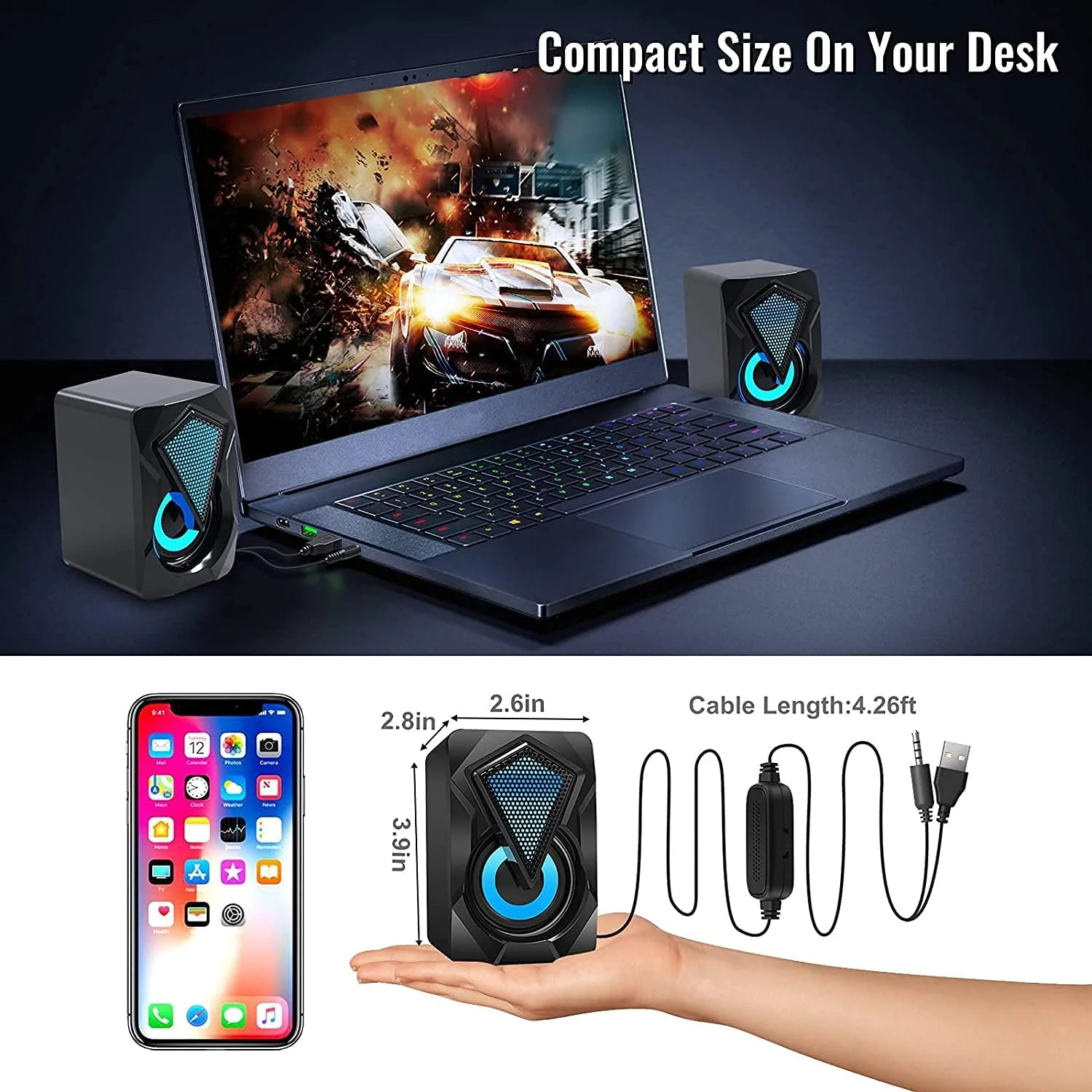 اسپیکر کامپیوتر NJSJ برای دسکتاپ یا لپ تاپ، اسپیکرهای 6 واتی USB با صدای واضح، اسپیکرهای کوچک سیم دار و نورانی Plug and Play برای مانیتور دسکتاپ کامپیوتر، پلی استیشن، iMac اسپیکر کامپیوتر NJSJ برای دسکتاپ یا لپ تاپ، اسپیکرهای 6 واتی USB با صدای واضح، اسپیکرهای کوچک سیم دار و نورانی Plug and Play برای مانیتور دسکتاپ کامپیوتر، پلی استیشن، iMac