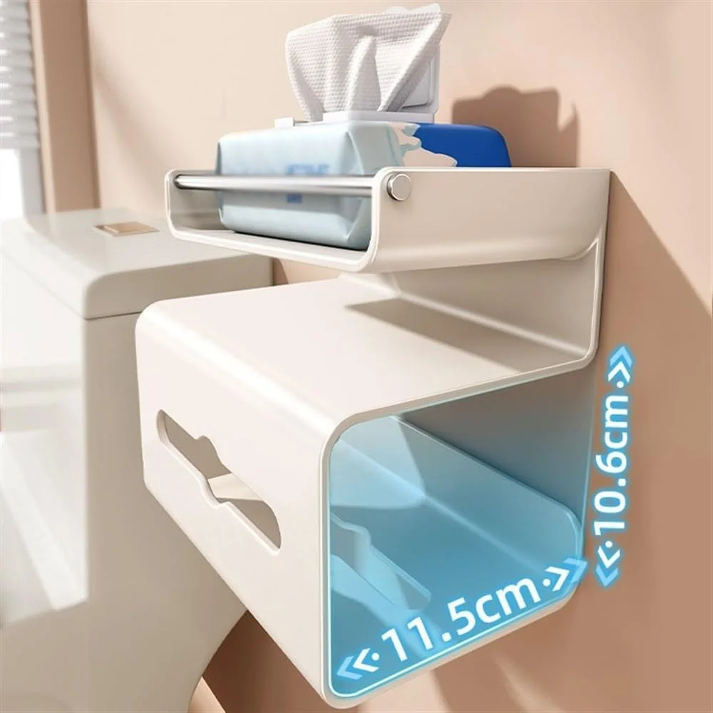 قفسه حمام Xumh2024-3، نگهدارنده دستمال توالت دیواری، قفسه 3 طبقه چند منظوره با محفظه نگهداری، جا دستمال کاغذی فولادی کربنی بدون نیاز به سوراخکاری، سازمان دهنده دوش