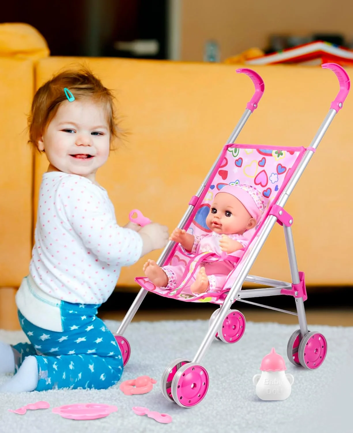 GAGAKU Baby Doll Stroller Playset with 12-inch Doll & Accessories, Foldable Lightweight Toy Stroller for Toddler Girls Kids Ages 1-6, 12" Baby Doll and Accessories Included GAGAKU Baby Doll Stroller Playset with 12-inch Doll & Accessories, Foldable Lightweight Toy Stroller for Toddler Girls Kids Ages 1-6, 12" Baby Doll and Accessories Included