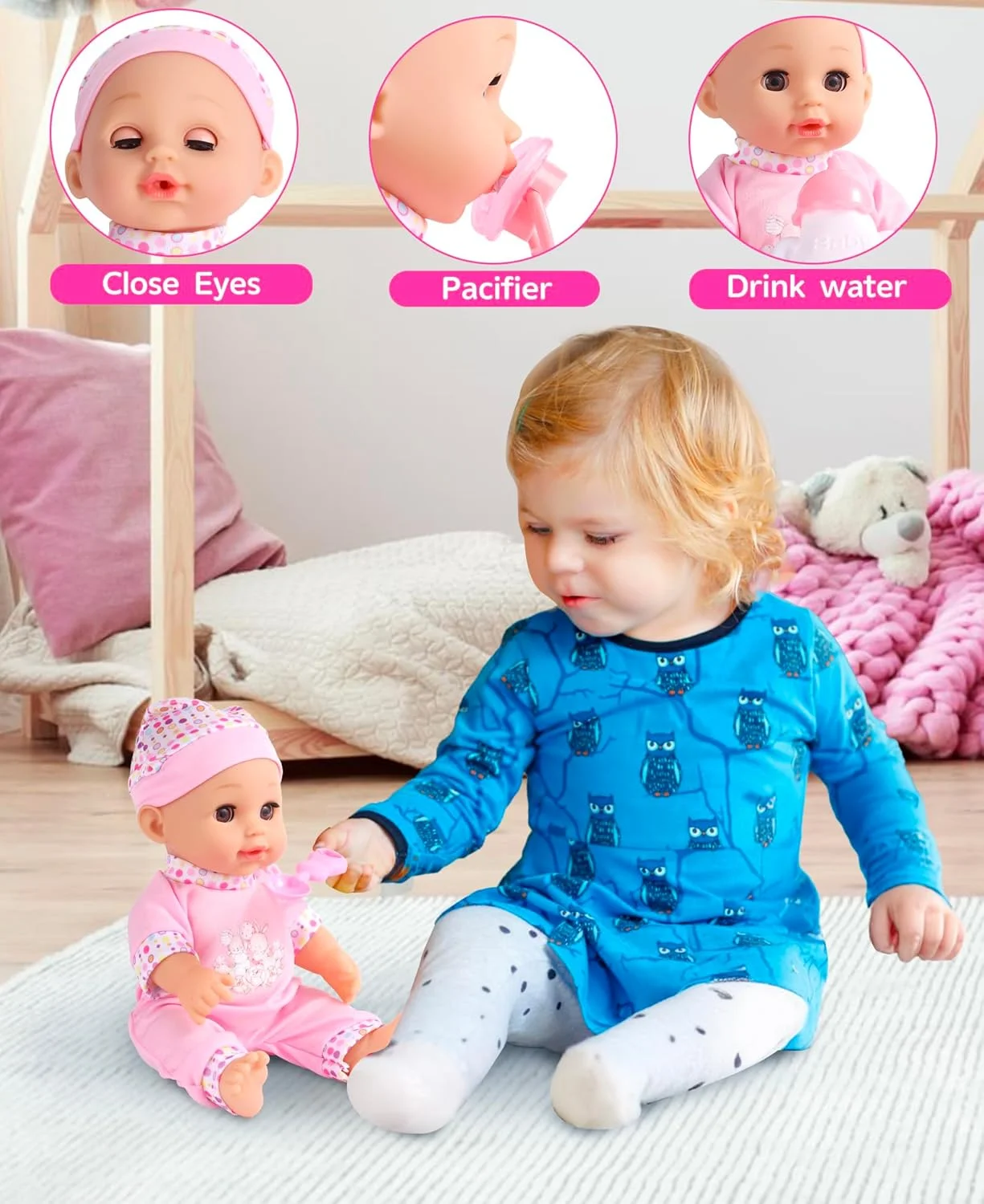 GAGAKU Baby Doll Stroller Playset with 12-inch Doll & Accessories, Foldable Lightweight Toy Stroller for Toddler Girls Kids Ages 1-6, 12" Baby Doll and Accessories Included GAGAKU Baby Doll Stroller Playset with 12-inch Doll & Accessories, Foldable Lightweight Toy Stroller for Toddler Girls Kids Ages 1-6, 12" Baby Doll and Accessories Included
