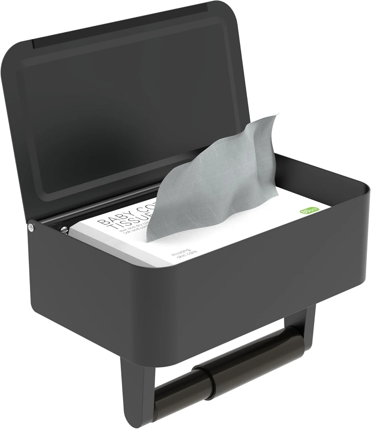 نگهدارنده کاغذ توالت WZRUA، بدون نیاز به سوراخکاری، خود چسب، مشکی مات، دارای جعبه دستمال مرطوب، استیل ضد زنگ، ضد اثر انگشت، نصب دیواری مناسب برای حمام