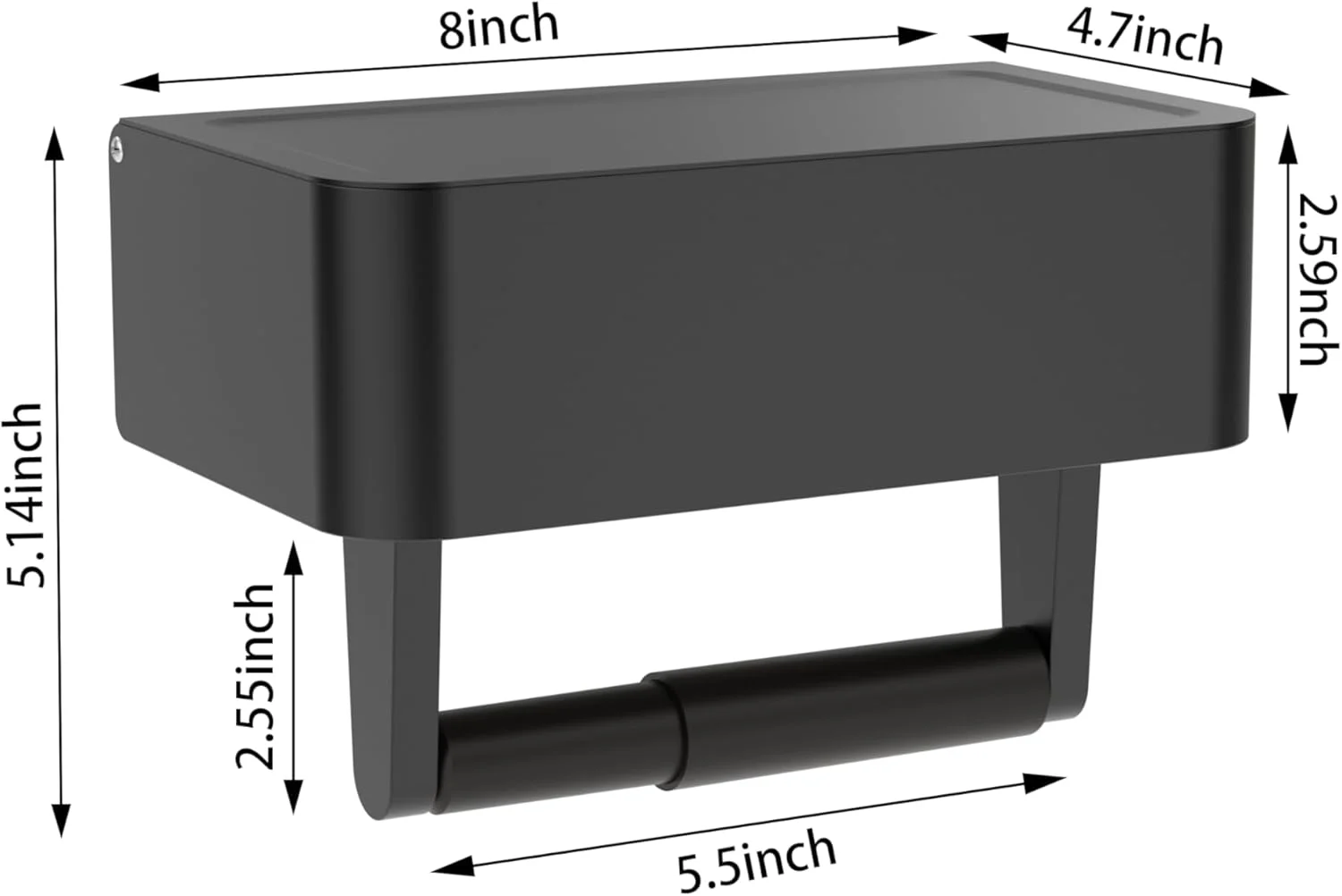 جا دستمال کاغذی WZKALY با قفسه - جای دستمال مرطوب و محفظه نگهداری مناسب برای هر حمام، دستمال های مرطوب خود را پنهان نگه دارید - استیل ضد زنگ، نصب دیواری، مناسب برای رول معمولی - (مشکی مات)