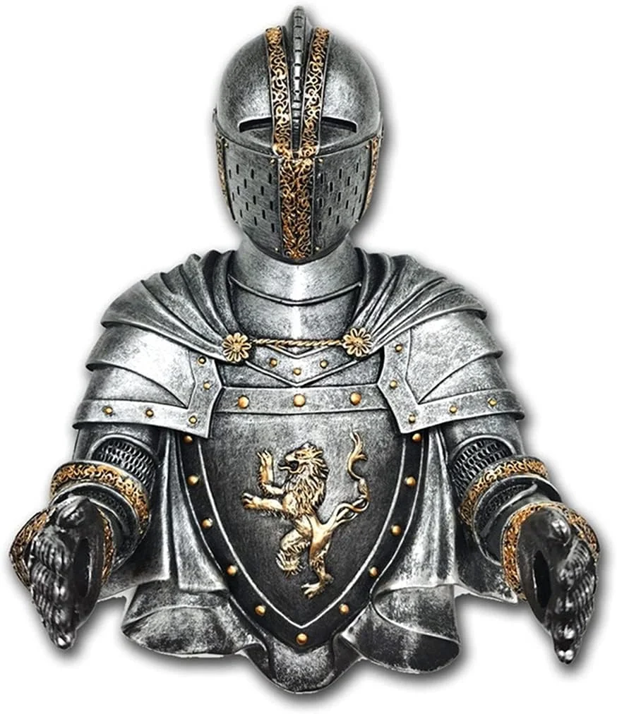 نگهدارنده دستمال توالت WXYZABC، مجسمه قرون وسطایی شوالیه، دکور گوتیک حمام، نگهدارنده حوله کاغذی