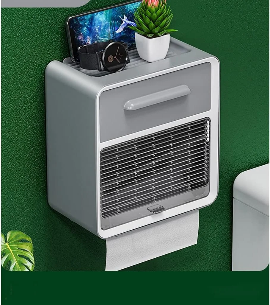 جا دستمال کاغذی پلاستیکی WXYZABC با قفسه تلفن، نصب دیواری با مکنده، جعبه آویز دستمال کاغذی، لوازم جانبی حمام