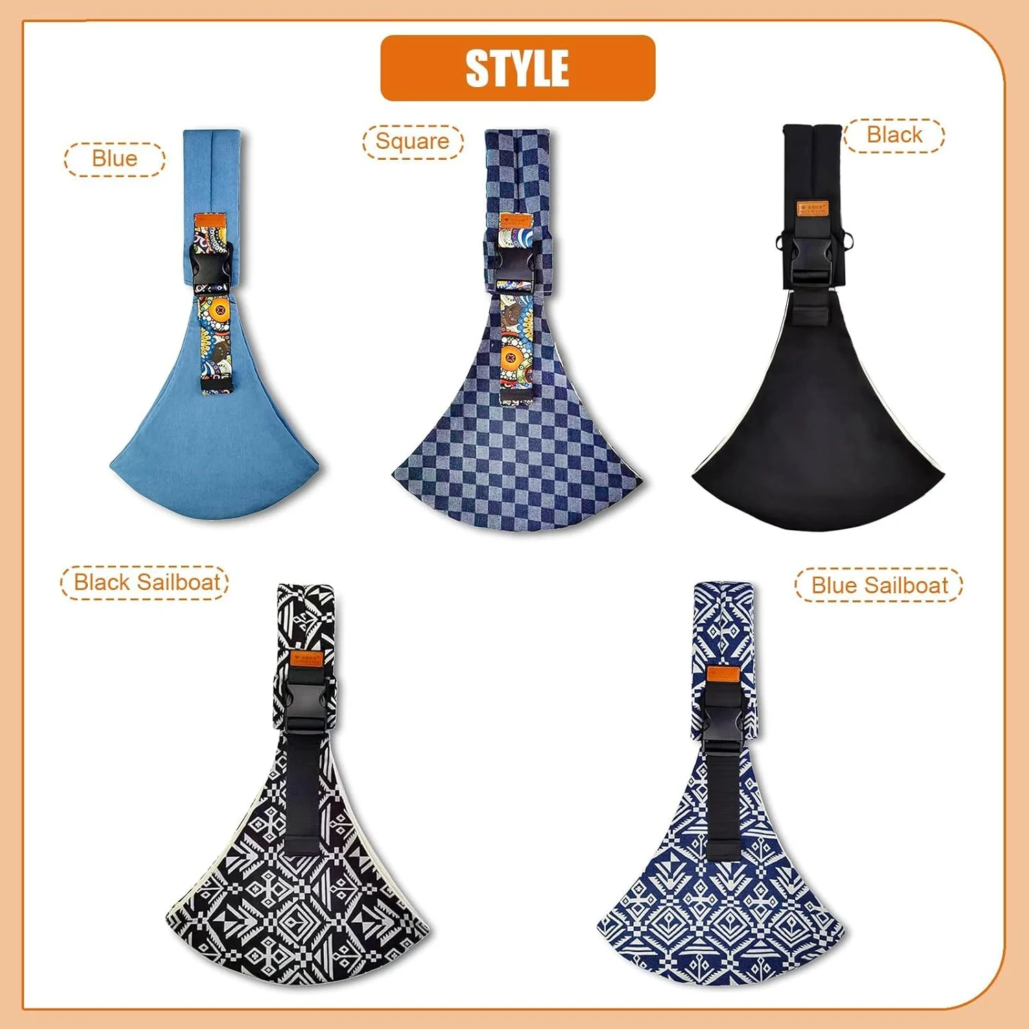 آغوشی نوزاد، آغوشی نوزاد تا نوپا، آغوشی قابل تنظیم جدید 2024، آغوشی صندلی لگنی سبک وزن و قابل حمل ضد لغزش 4.5-13.6 کیلوگرم (قایق بادبانی مشکی)