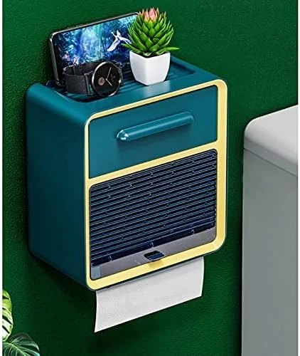 جا دستمال کاغذی پلاستیکی WXYZABC با قفسه تلفن، نصب دیواری با مکنده، جعبه آویز دستمال کاغذی، لوازم جانبی حمام