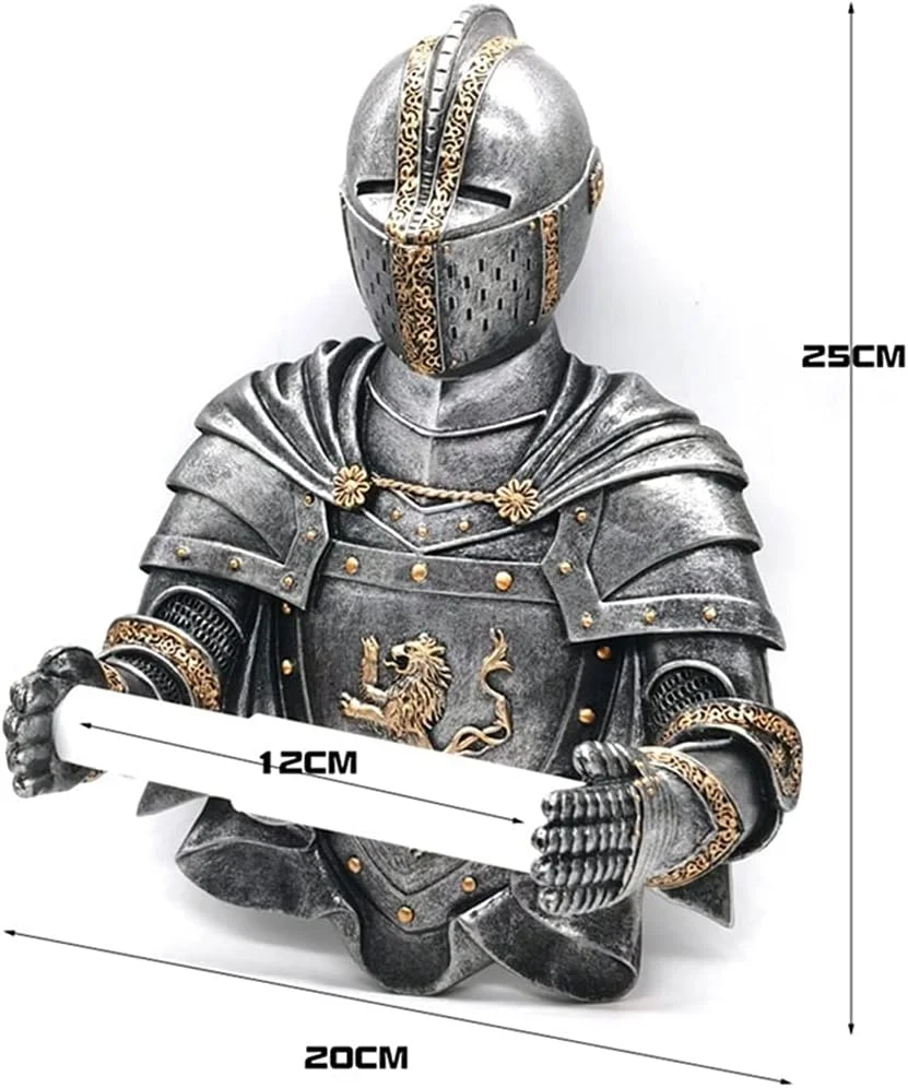 نگهدارنده دستمال توالت WXYZABC، مجسمه قرون وسطایی شوالیه، دکور گوتیک حمام، نگهدارنده حوله کاغذی