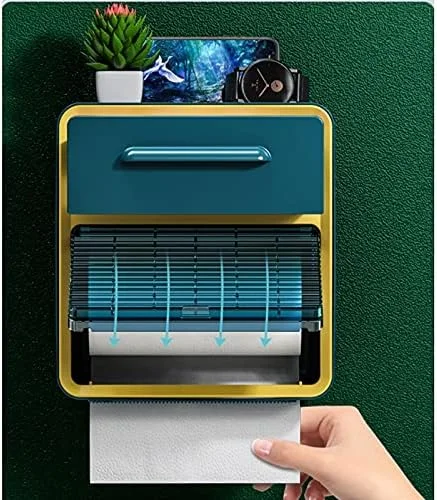 جا دستمال کاغذی پلاستیکی WXYZABC با قفسه تلفن، نصب دیواری با مکنده، جعبه آویز دستمال کاغذی، لوازم جانبی حمام