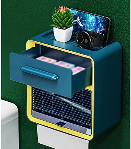 جا دستمال کاغذی پلاستیکی WXYZABC با قفسه تلفن، نصب دیواری با مکنده، جعبه آویز دستمال کاغذی، لوازم جانبی حمام