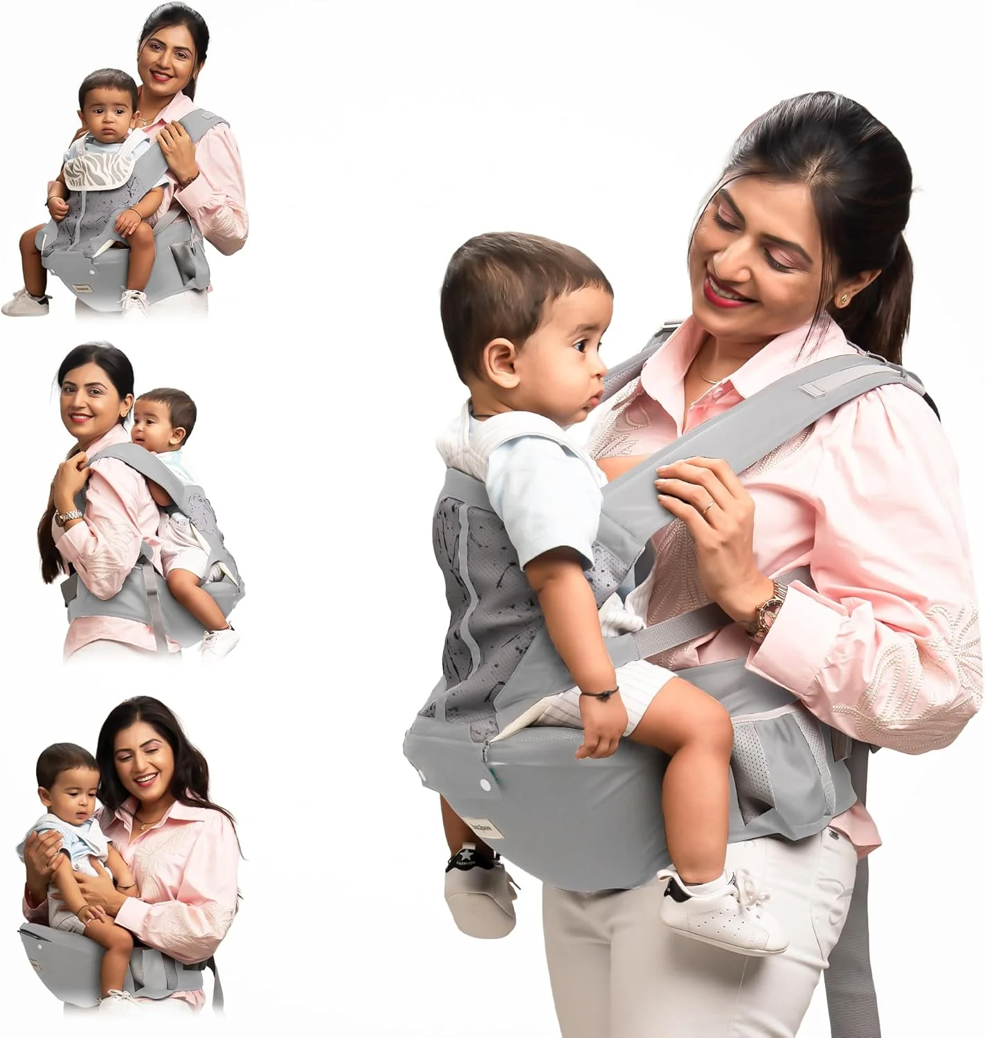 آغوشی نوزاد با نشیمنگاه کمری Baybee Neonest مناسب برای نوزاد 0 تا 3 سال | آغوشی نوزاد برای نوزاد تازه متولد شده با 6 حالت حمل | کیف حمل نوزاد قابل تنظیم بدون دست با پشتیبانی کمری و کوسن پهن