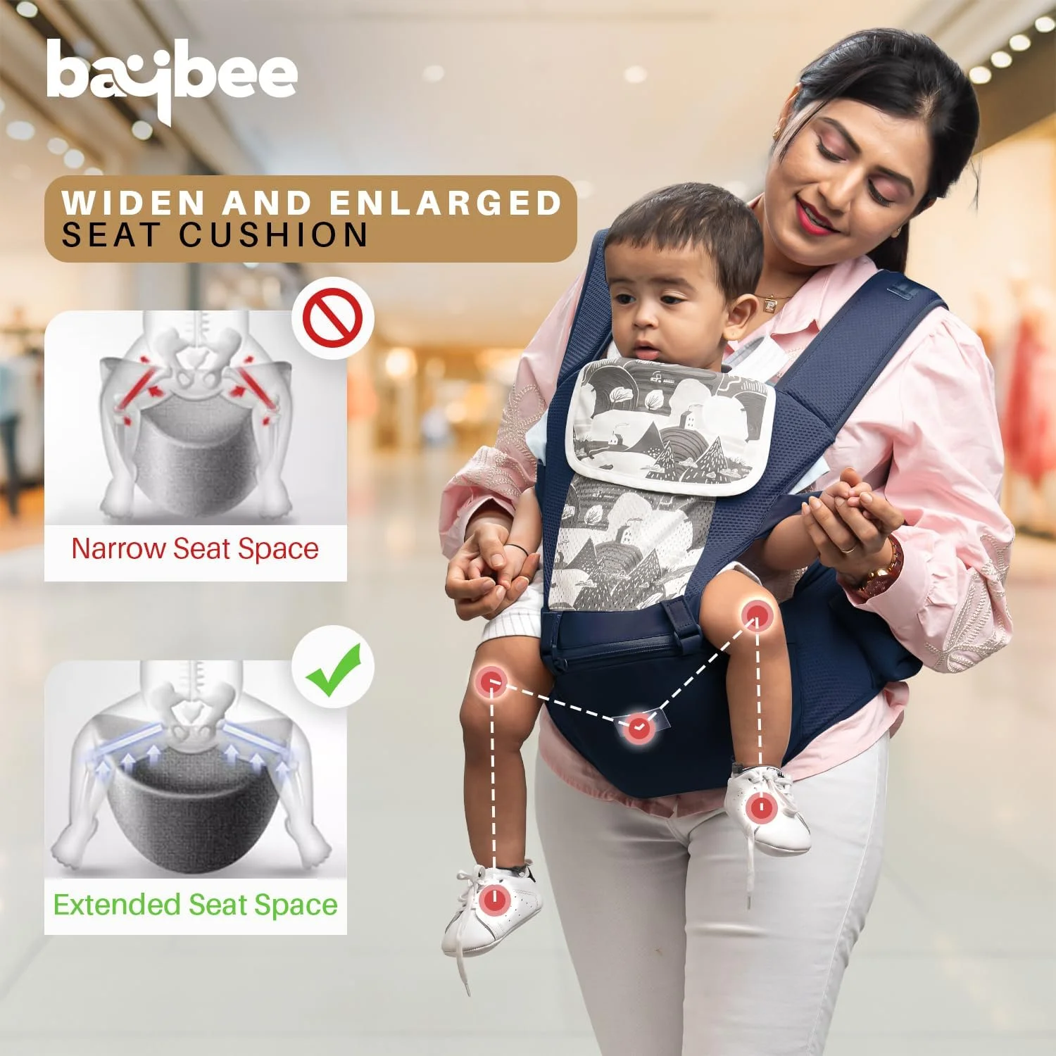 آغوشی نوزاد 6 در 1 Baybee Ergonest با نشیمنگاه کمری برای نوزاد | آغوشی نوزاد برای نوزاد 0 تا 3 ساله با پشتیبانی کمری و جیب های ذخیره سازی | کیف حمل ارگونومیک با سگک ایمنی سنگین، نشیمنگاه پهن