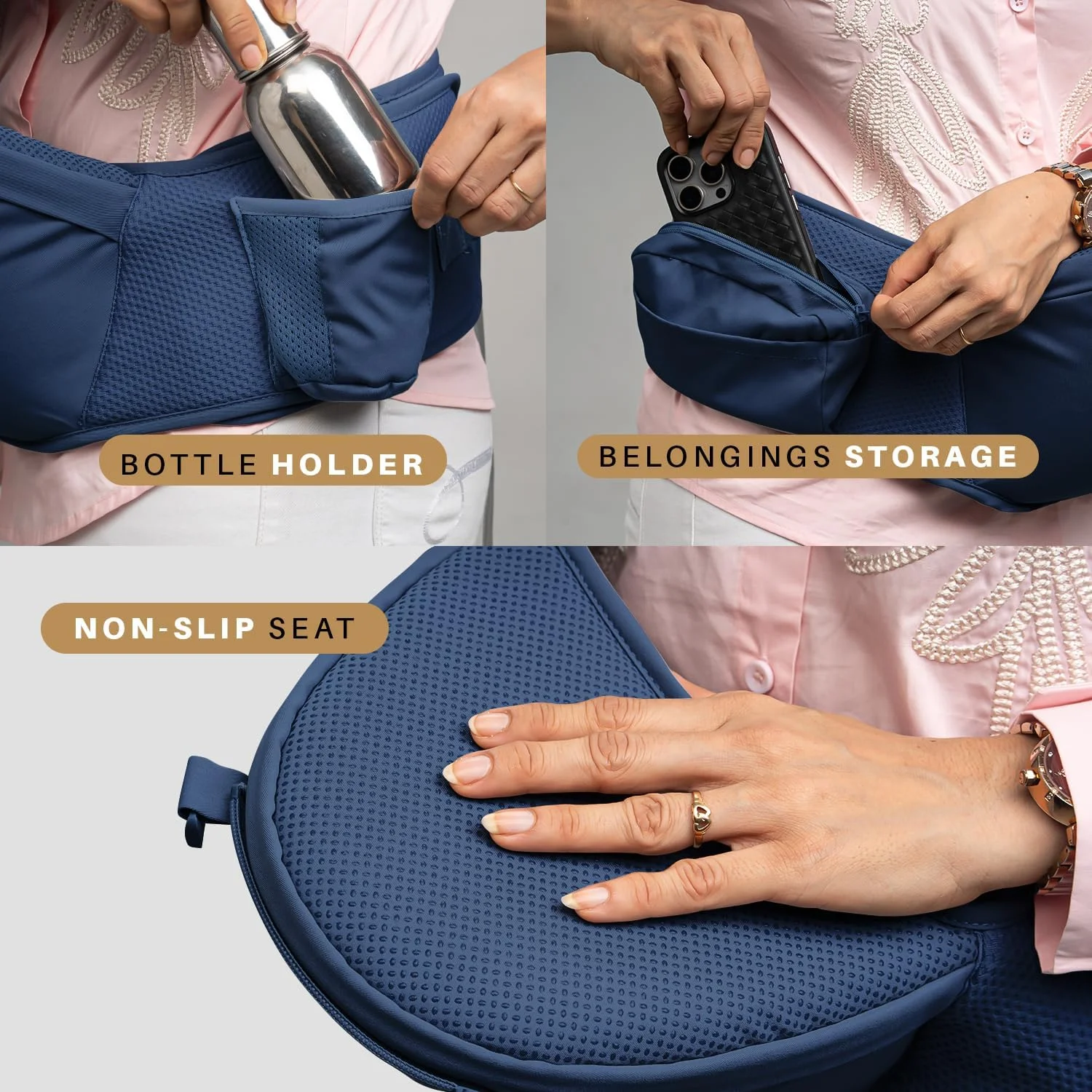 آغوشی نوزاد 6 در 1 Baybee Ergonest با نشیمنگاه کمری برای نوزاد | آغوشی نوزاد برای نوزاد 0 تا 3 ساله با پشتیبانی کمری و جیب های ذخیره سازی | کیف حمل ارگونومیک با سگک ایمنی سنگین، نشیمنگاه پهن