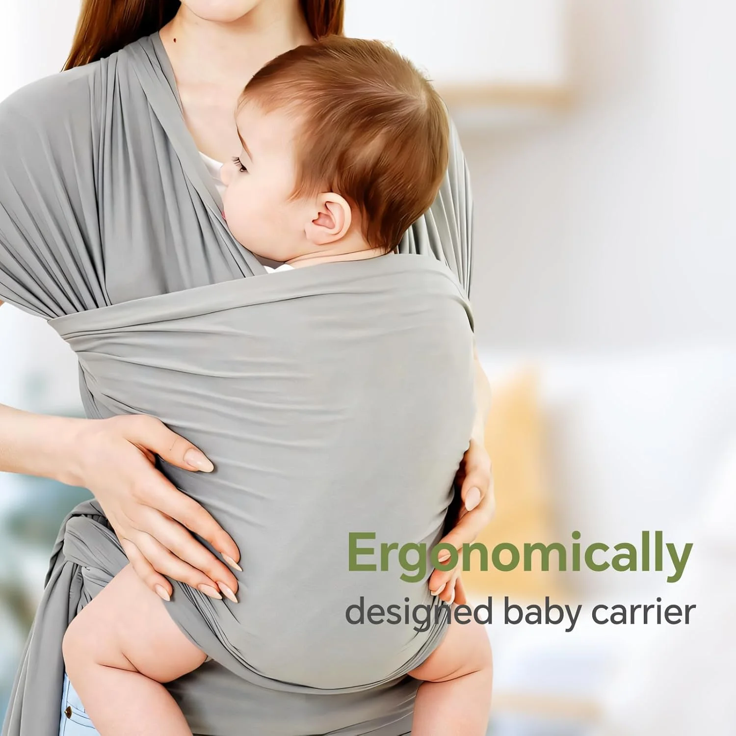 آغوشی نوزاد بایتیون - آغوشی پارچه ای نوزاد برای همه - آغوشی بچه تنفسی و راحت با کاربردهای متنوع - آغوشی نوزاد برای آزاد کردن دست ها - آغوشی پارچه ای نوزاد برای نوزادان تازه متولد شده - خاکستری روشن