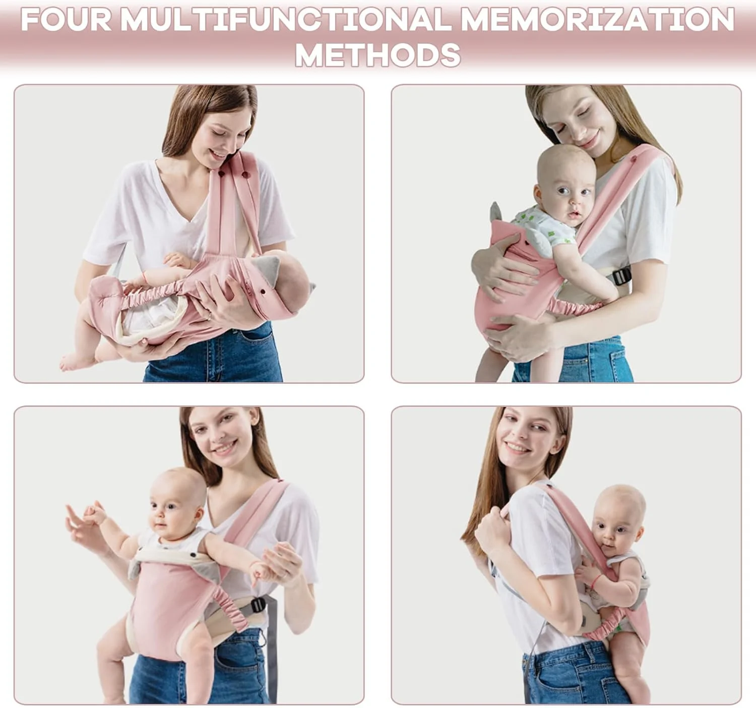 آغوشی نوزاد Beauenty، آغوشی راحت و تنفسی، آغوشی کودک با کلاهک جداشدنی، کوله پشتی قابل تبدیل قابل حمل برای حمل نوزاد و کودکان نوپا (صورتی) آغوشی نوزاد Beauenty، آغوشی راحت و تنفسی، آغوشی کودک با کلاهک جداشدنی، کوله پشتی قابل تبدیل قابل حمل برای حمل نوزاد و کودکان نوپا (صورتی)