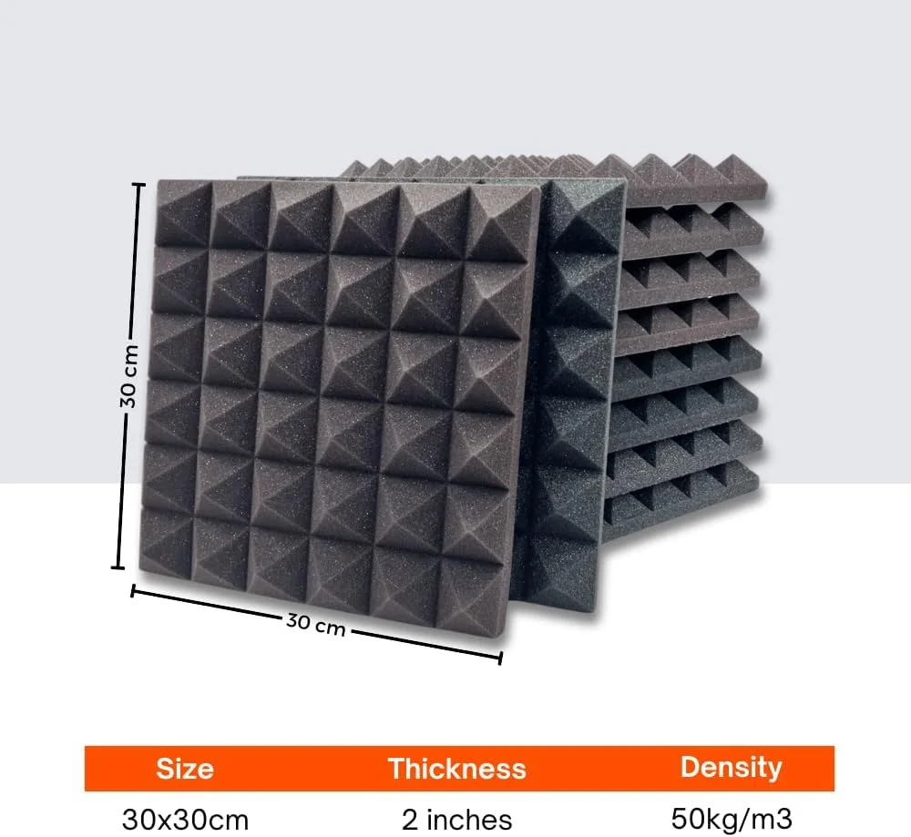 فوم آکوستیک هرمی 18 عددی MMT Acoustix® (30 x 30 x 5 سانتی متر) مشکی | جاذب و پخش کننده صدای متراکم فوم آکوستیک هرمی 18 عددی MMT Acoustix® (30 x 30 x 5 سانتی متر) مشکی | جاذب و پخش کننده صدای متراکم