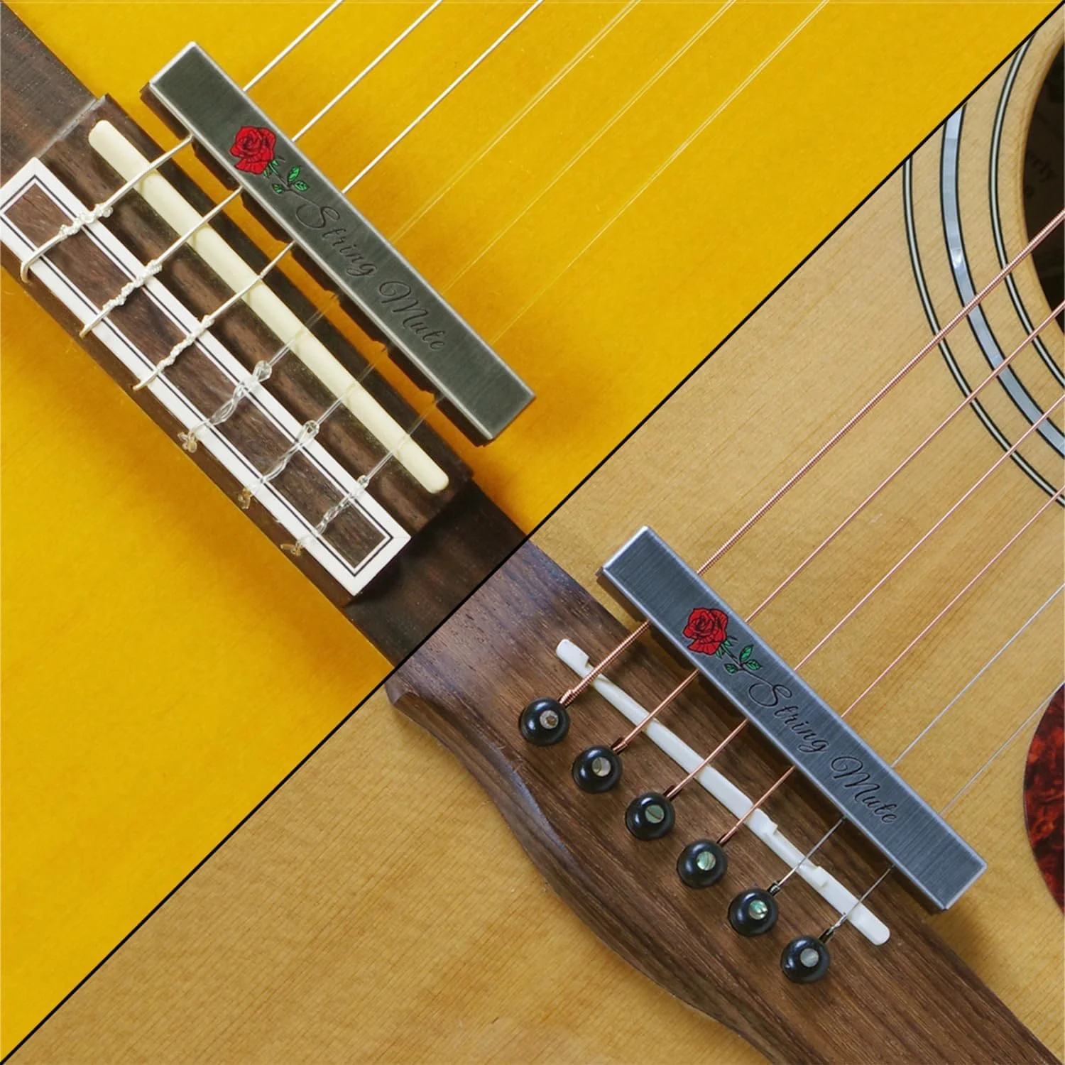 لابیموس خفه کن سیم گیتار و 6 عدد پیک گیتار سلولوئیدی، پد بالشتکی جاذب صدا برای گیتار آکوستیک کلاسیک 6 سیم، ابزار کاربردی کاهش نویز