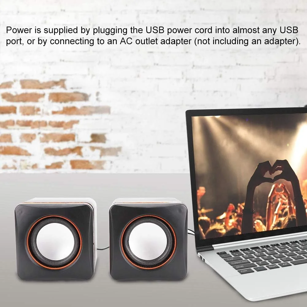 اسپیکر کامپیوتر Pomya، مینی اسپیکر مکعبی USB استریو با جک 3.5 میلی‌متری، اسپیکر سیمی برای کامپیوتر رومیزی، لپ‌تاپ، کامپیوتر شخصی (دو مسیره)