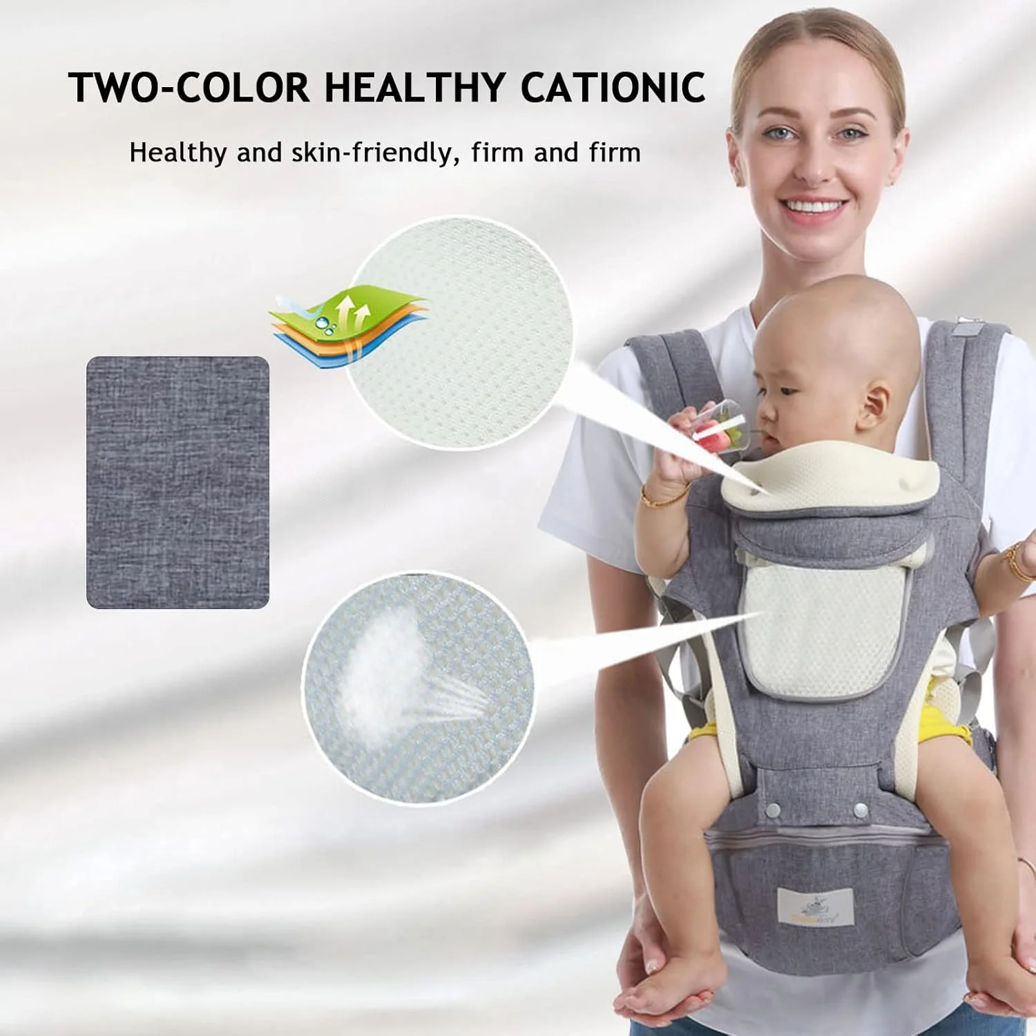 آغوشی نوزاد با نشیمنگاه کمری، آغوشی کمری 6 در 1، نگهدارنده قابل تنظیم نوزاد برای نوزادان 0 تا 36 ماهه، کوله پشتی نوزاد برای پیاده روی، خرید، سفر و کوهنوردی