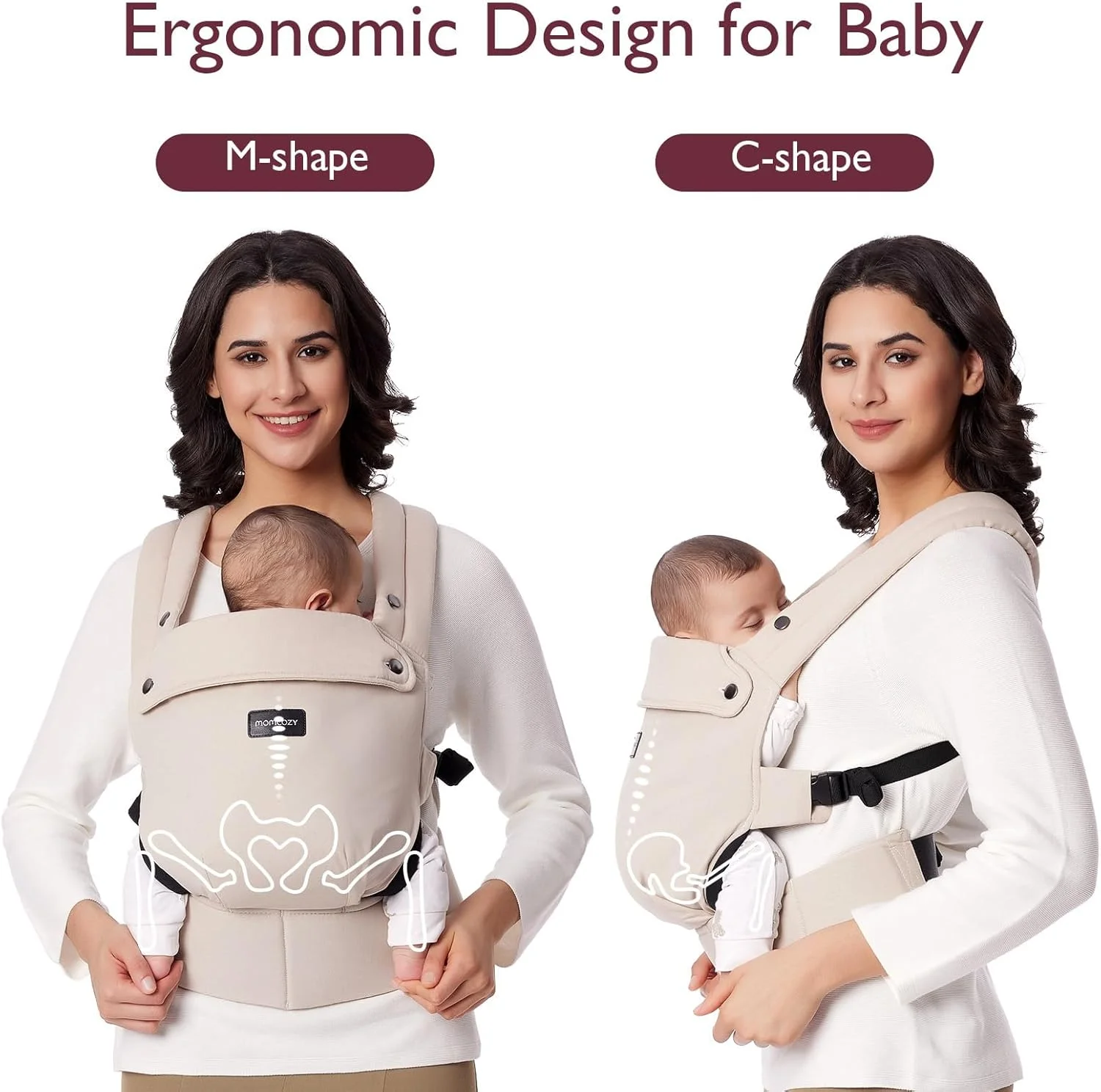 آغوشی نوزاد مام کوزی - ارگونومیک، راحت و سبک برای وزن 3 تا 20 کیلوگرم، پوشیدن آسان، ایده آل برای والدینی که می خواهند دست هایشان آزاد باشد، پشتیبانی بیشتر از کمر، آغوشی خالص برای نوزاد تا نوپا، خاکی