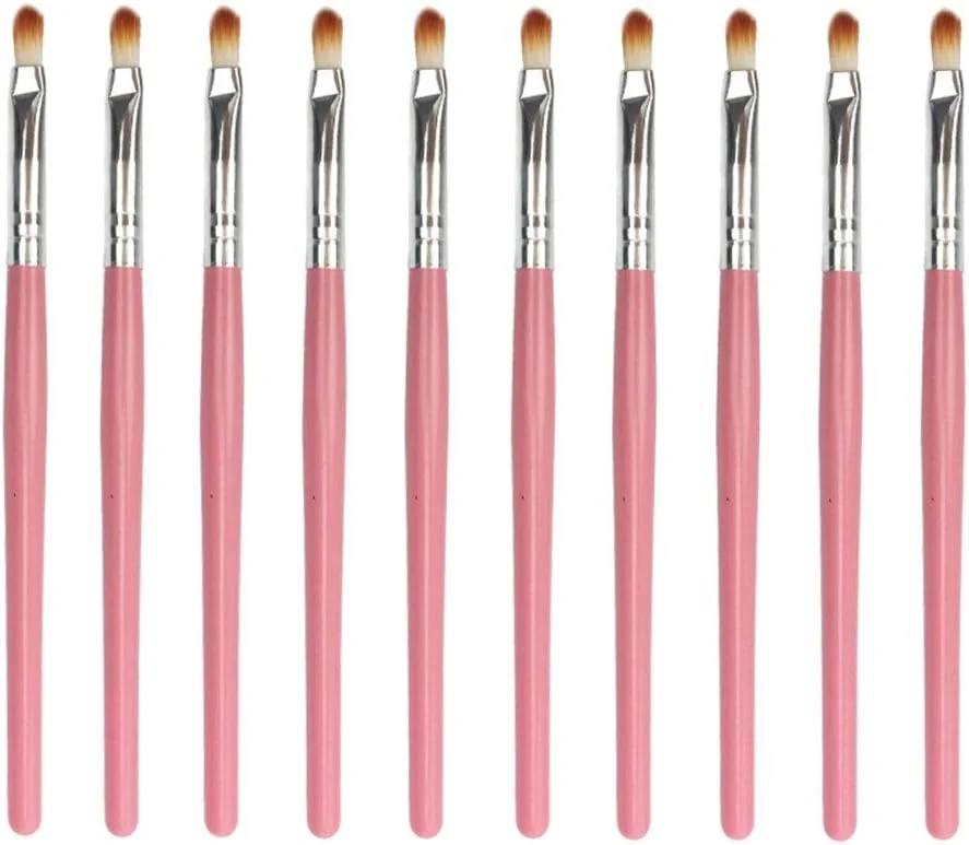 LINGLING-MAKEUP BRUSH ست 10 عددی براش آرایشی، براش لب، براش سایه چشم، ابزار جادار و بادوام - صورتی، حمل آسان (رنگ: نقره ای صورتی)
