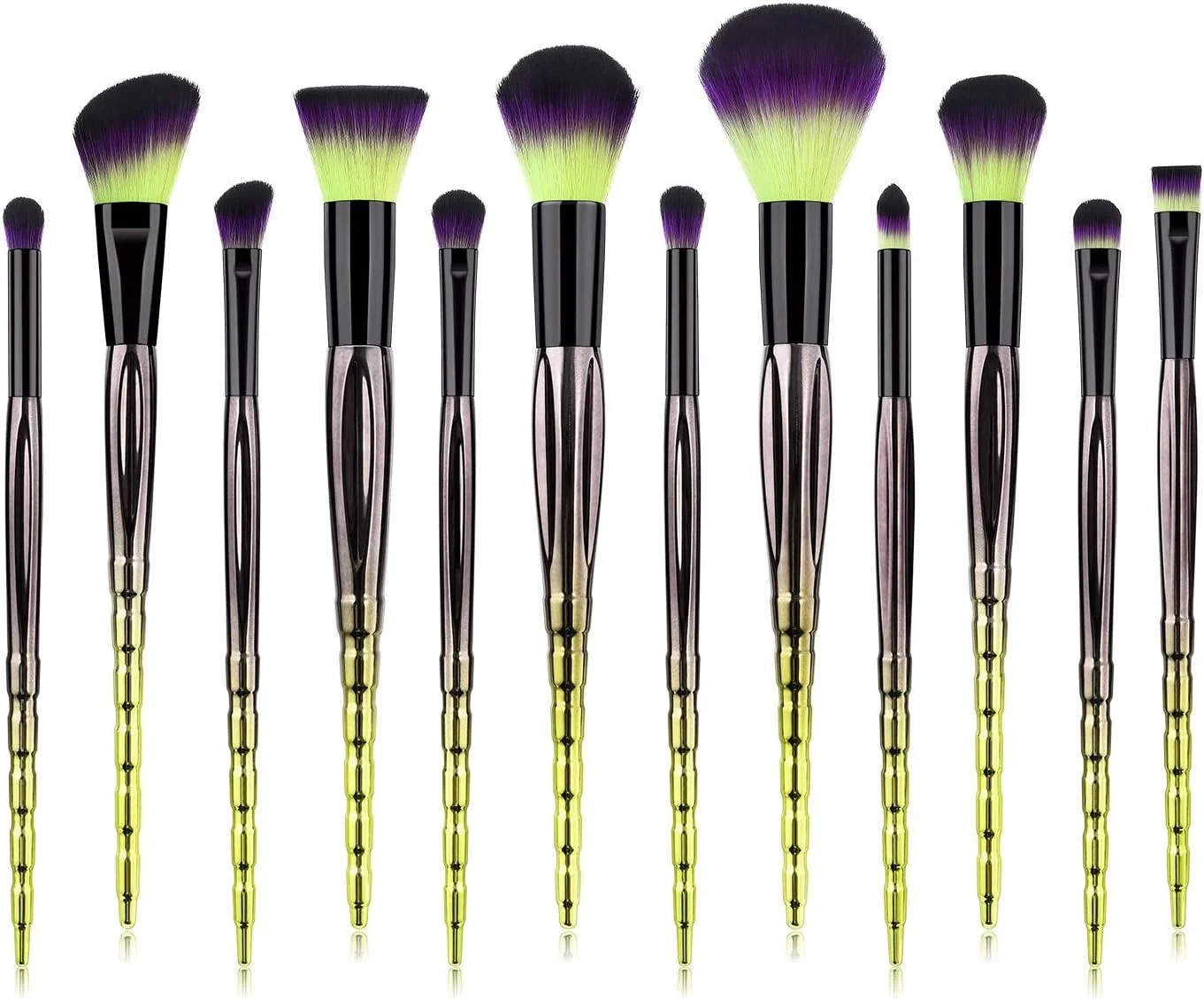 LINGLING-MAKEUP BRUSH ست برس آرایشی 12 عددی شامل برس کرم پودر، برس رژگونه صورتی، برس سایه چشم، برس براق کننده - سبز، بادوام و حمل آسان LINGLING-MAKEUP BRUSH ست برس آرایشی 12 عددی شامل برس کرم پودر، برس رژگونه صورتی، برس سایه چشم، برس براق کننده - سبز، بادوام و حمل آسان