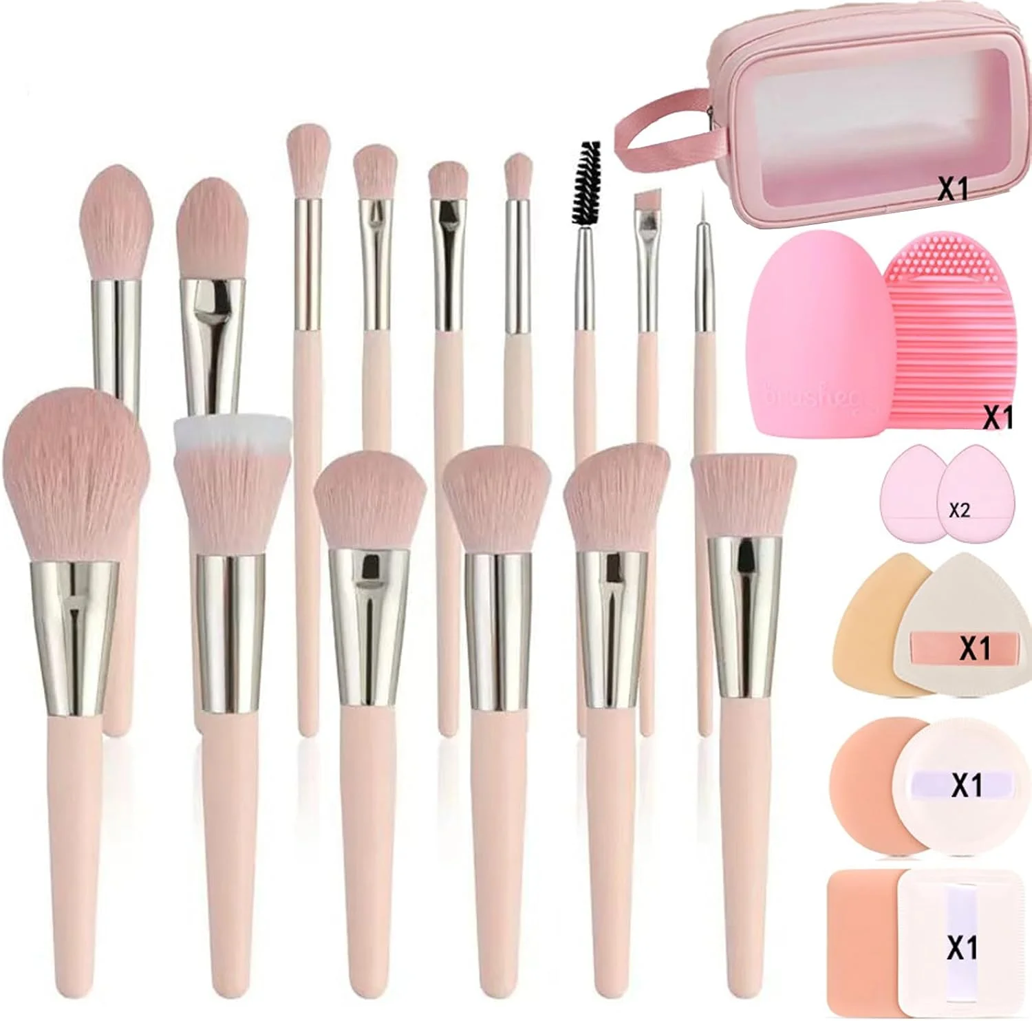 ست برس آرایشی LHLXZQ، مجموعه 22 عددی پیشرفته برای کانتور صورت، کرم پودر، ابرو، رژگونه، کانسیلر