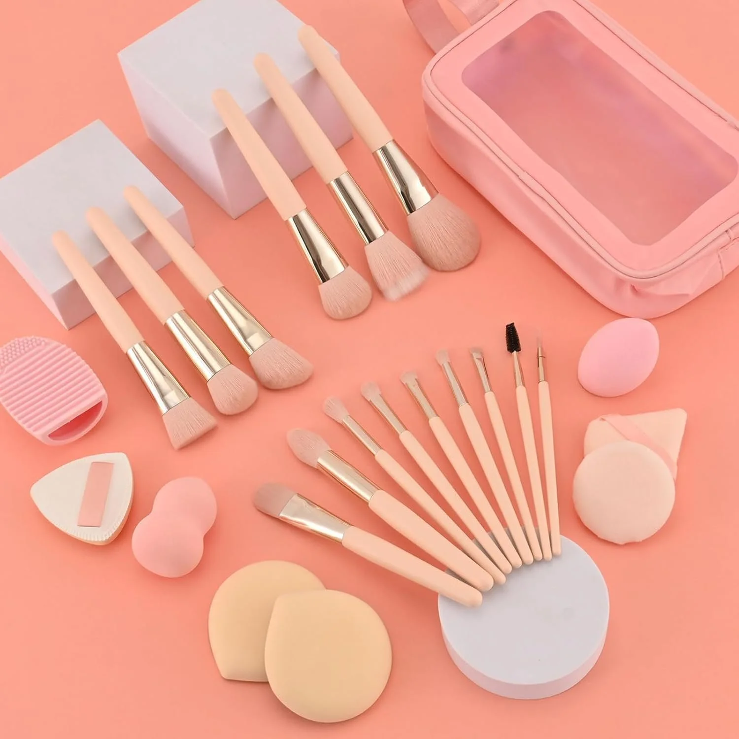 ست برس آرایشی LHLXZQ، مجموعه 22 عددی پیشرفته برای کانتور صورت، کرم پودر، ابرو، رژگونه، کانسیلر ست برس آرایشی LHLXZQ، مجموعه 22 عددی پیشرفته برای کانتور صورت، کرم پودر، ابرو، رژگونه، کانسیلر