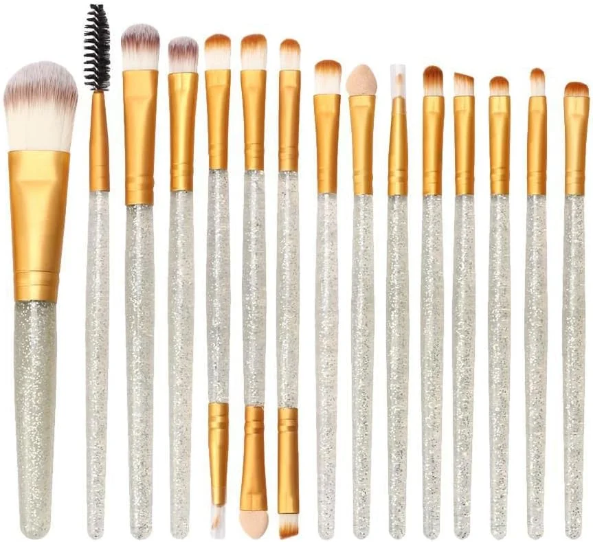 Lina Trading 15Pcs Professional Makeup Brushes Set Make up Cosmetic Brush Tools kit Silver