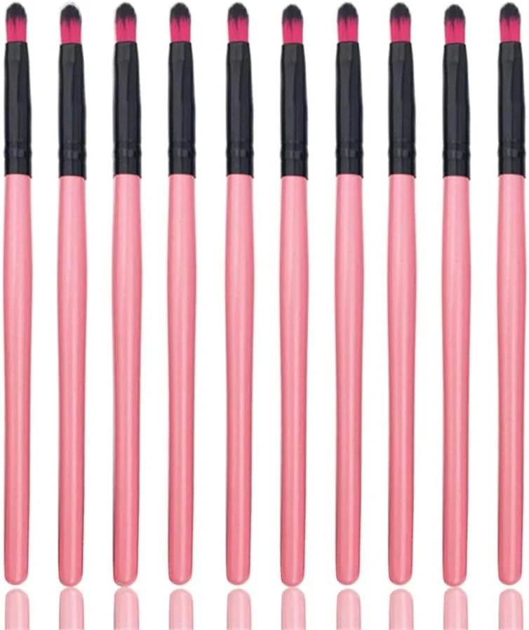 LINGLING-MAKEUP BRUSH ست 10 عددی براش آرایشی، براش لب، براش سایه چشم، ابزار کاربردی هایلایت - صورتی، بادوام و حمل آسان (رنگ: مشکی صورتی)