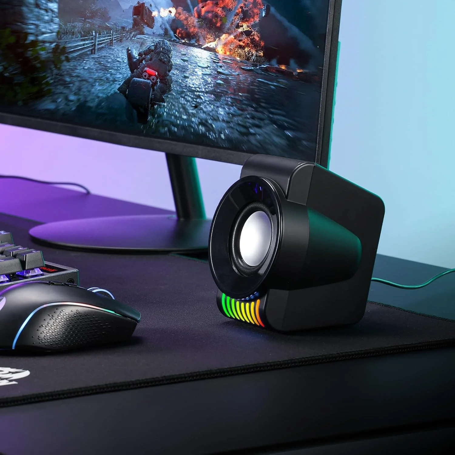 اسپیکر گیمینگ کامپیوتر رِدراگون GS5514، اسپیکر دسکتاپ استریو 2.0 کاناله با RGB پویا، بیس با کیفیت و صدای شفاف، تغذیه از طریق USB با کانکتور 3.5 میلی متری اسپیکر گیمینگ کامپیوتر رِدراگون GS5514، اسپیکر دسکتاپ استریو 2.0 کاناله با RGB پویا، بیس با کیفیت و صدای شفاف، تغذیه از طریق USB با کانکتور 3.5 میلی متری