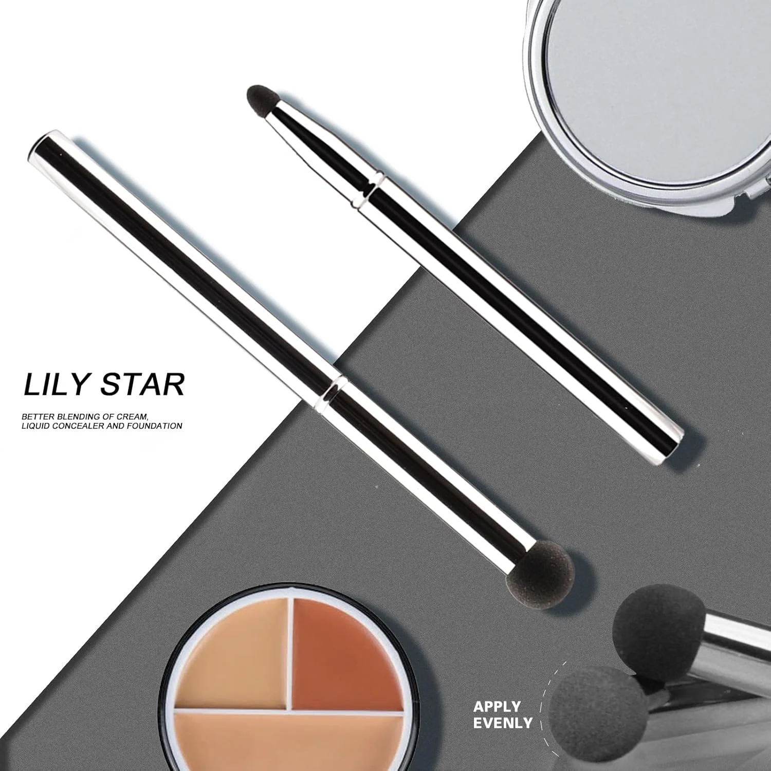 ست برس آرایشی 4 در 1 Lilystar، برس های آرایشی مسافرتی قابل حمل، برس کانسیلر کانتور زیر چشم برای کرم پودر مایع، پودر مخلوط کننده، برس پرداخت و نقطه گذاری ست برس آرایشی 4 در 1 Lilystar، برس های آرایشی مسافرتی قابل حمل، برس کانسیلر کانتور زیر چشم برای کرم پودر مایع، پودر مخلوط کننده، برس پرداخت و نقطه گذاری